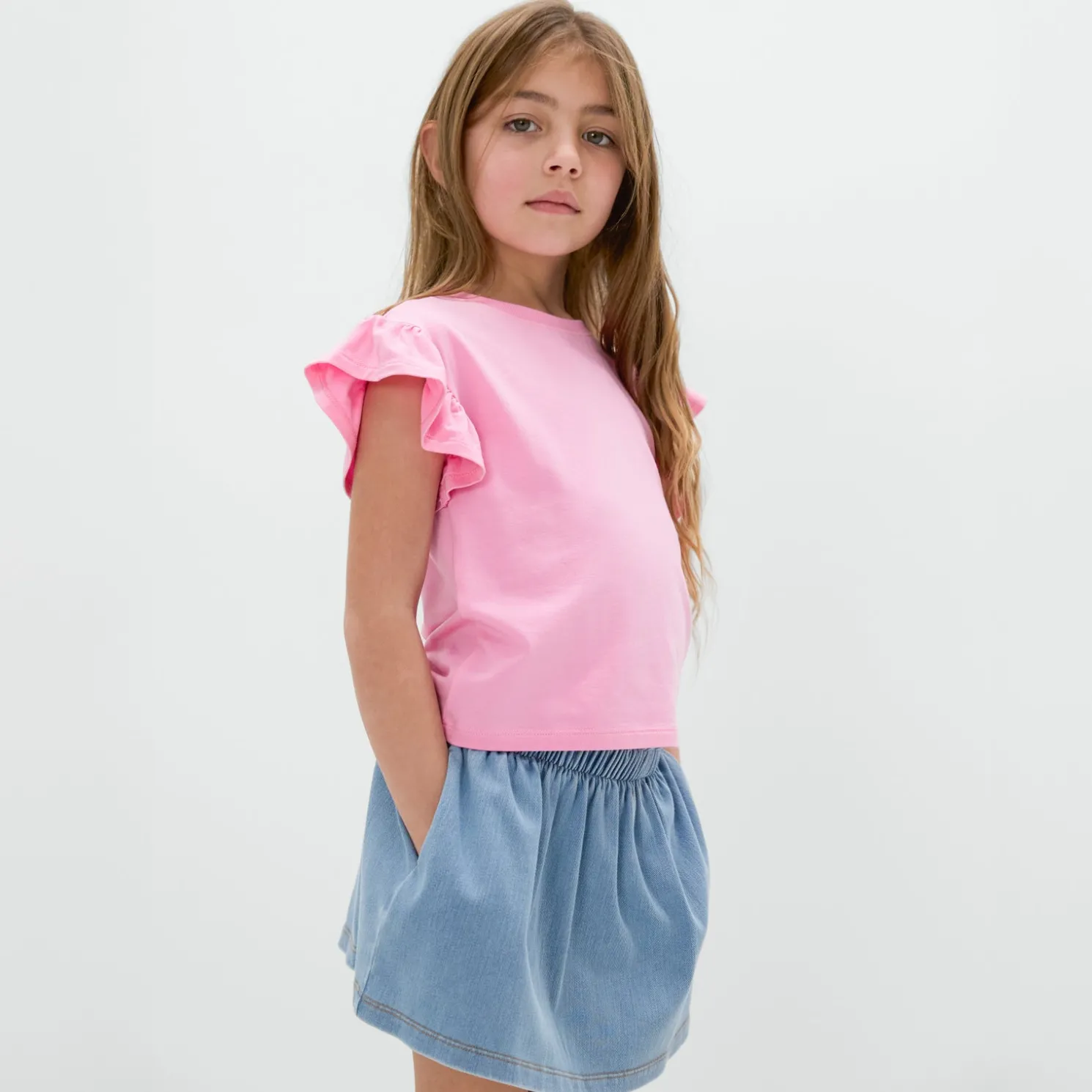 Light Blue Denim Skort