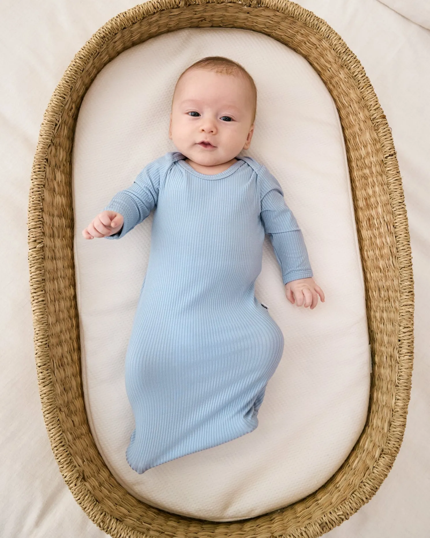 Light Fog Ribbed Infant Gown