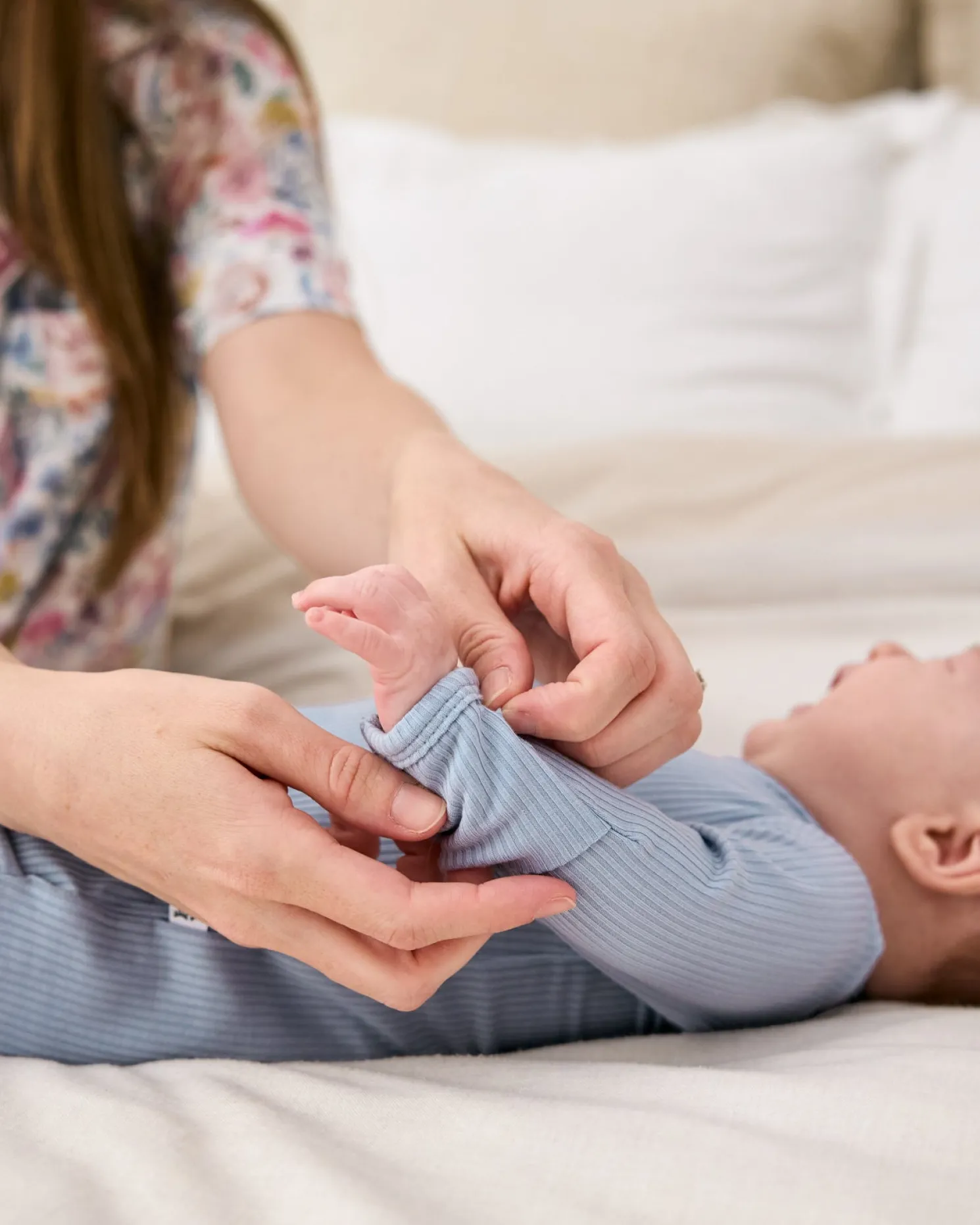 Light Fog Ribbed Infant Gown