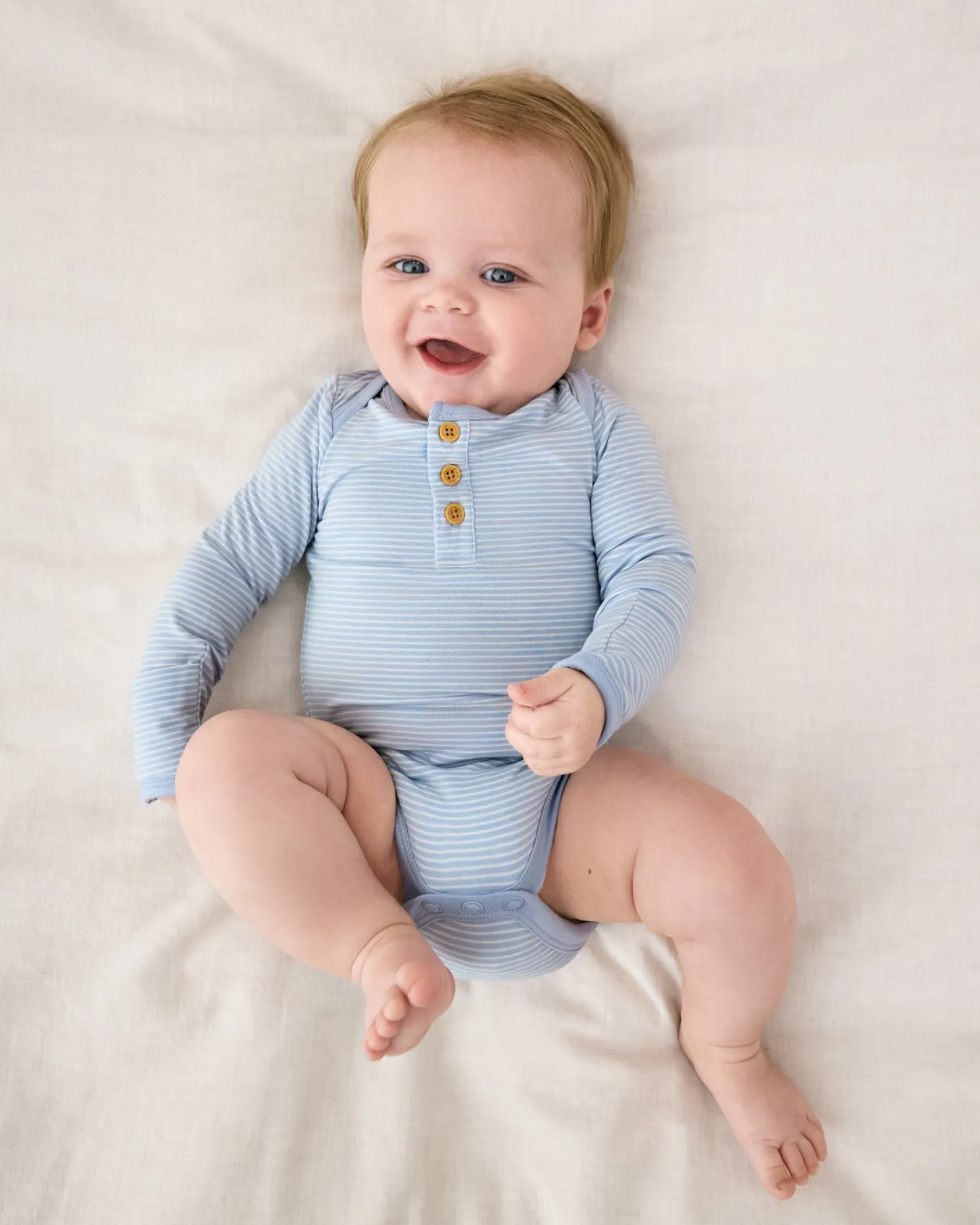 Light Fog Stripe Henley Bodysuit