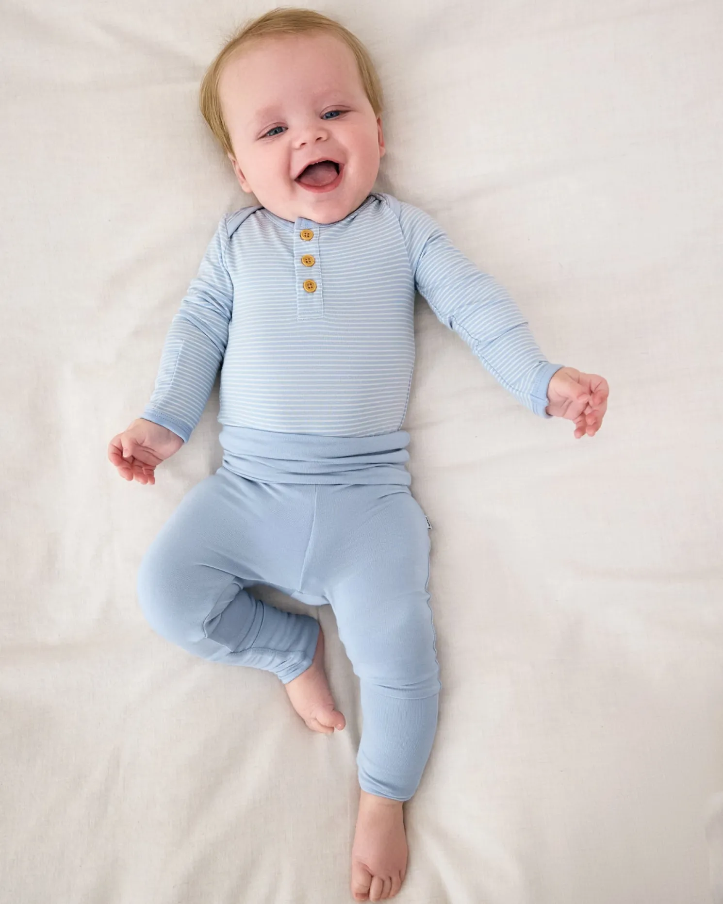 Light Fog Stripe Henley Bodysuit