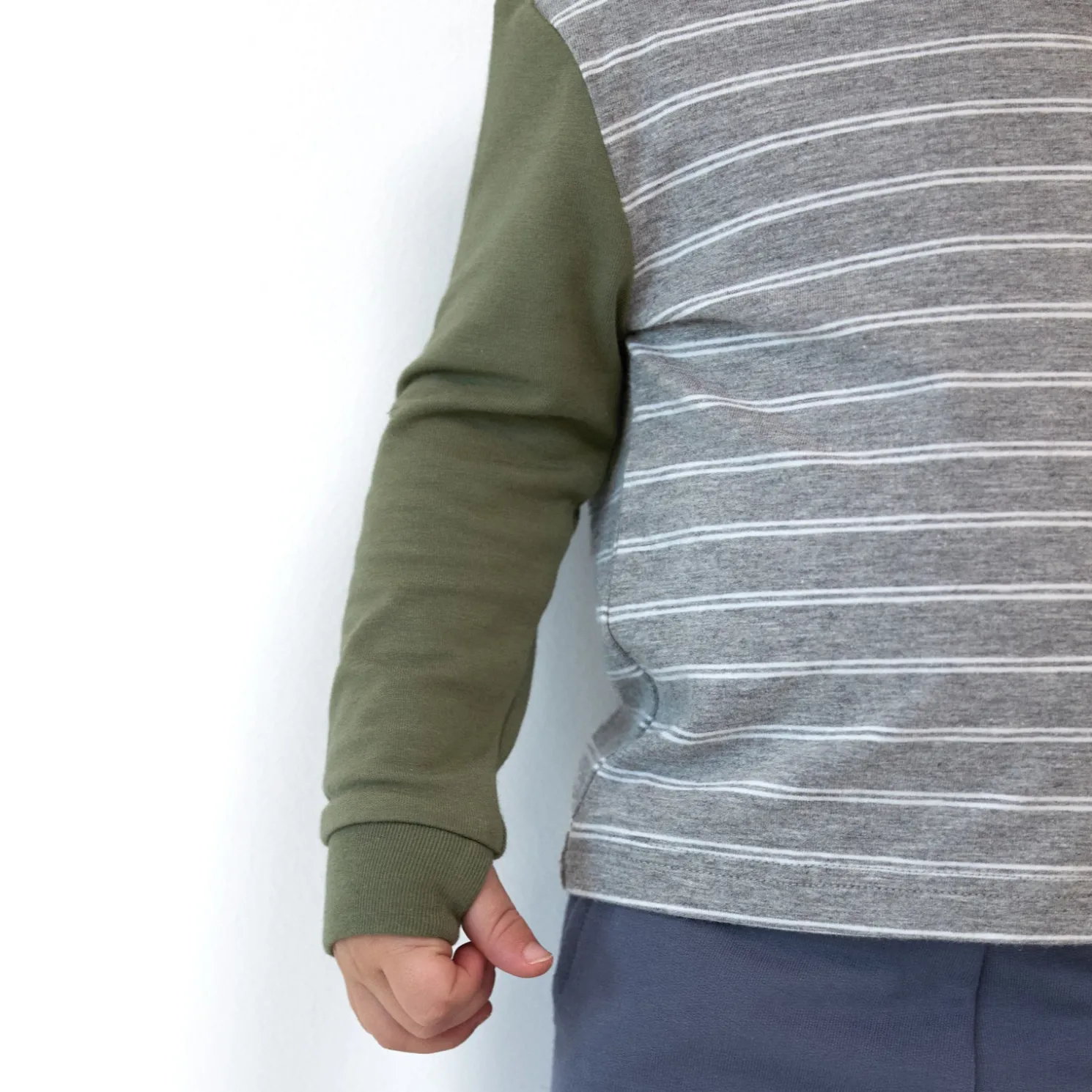 Light Heather Gray Stripes Relaxed Hooded Tee