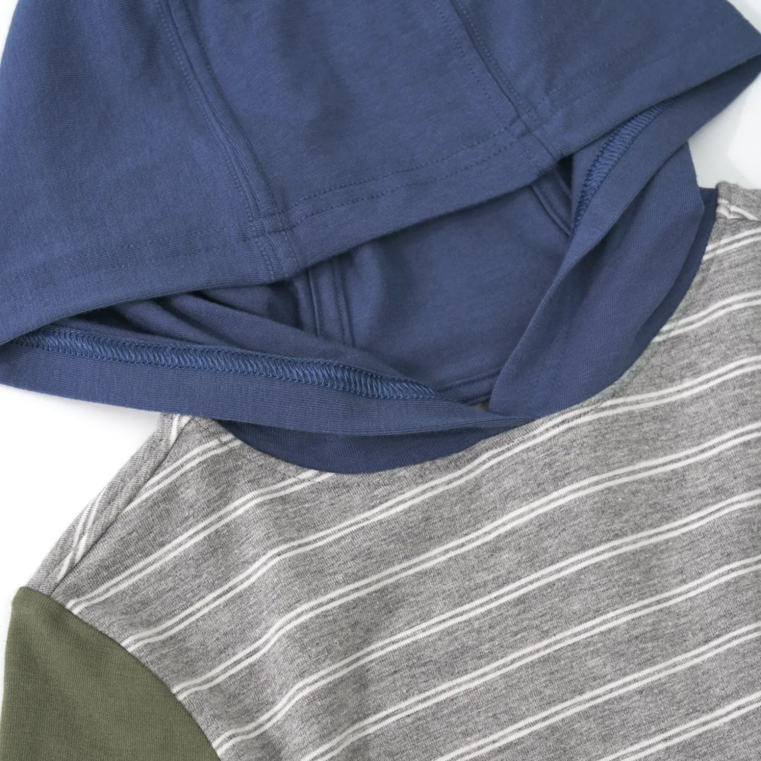 Light Heather Gray Stripes Relaxed Hooded Tee