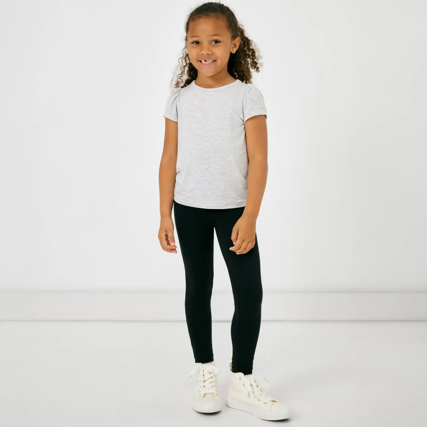 Light Heather Gray Puff Sleeve Tee