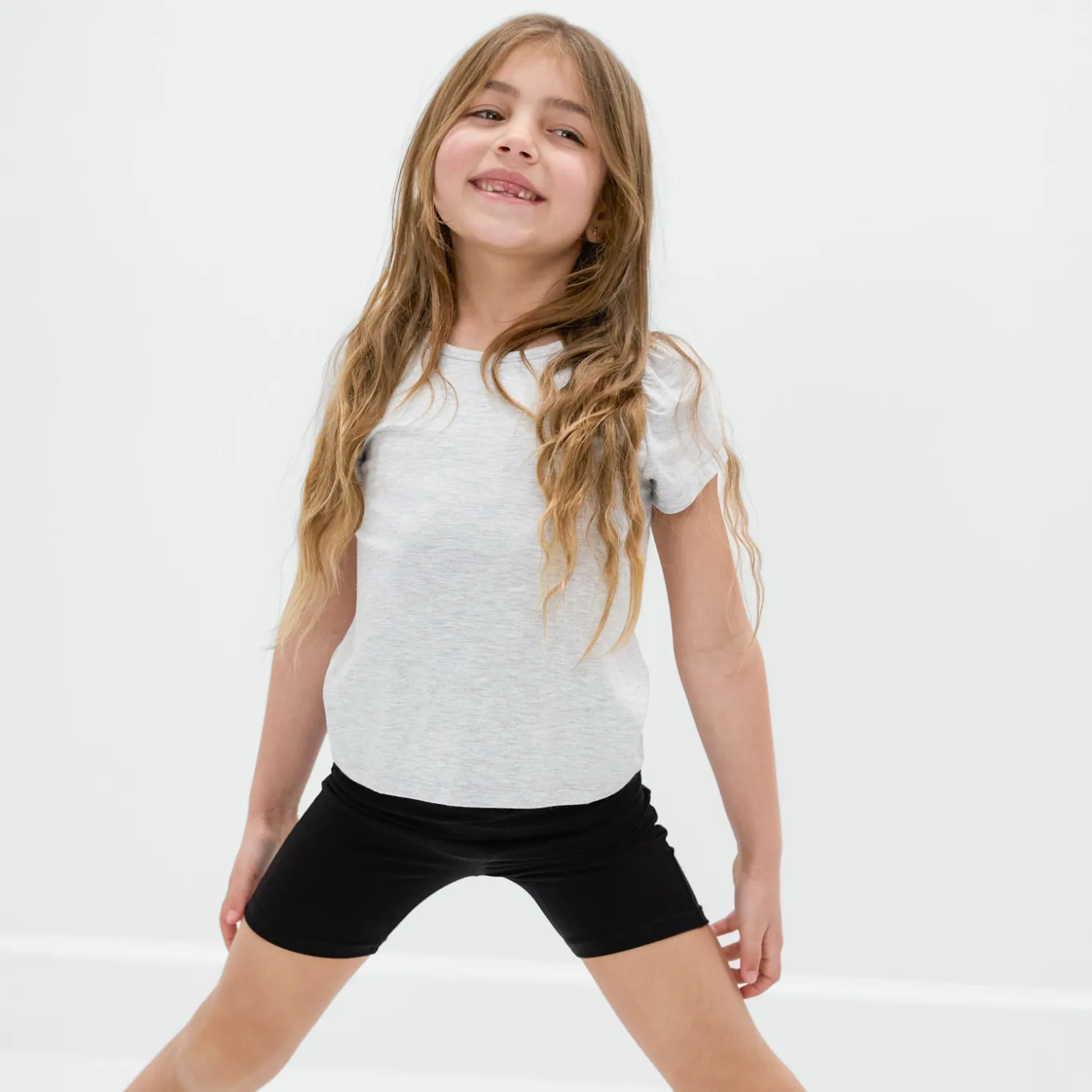 Light Heather Gray Puff Sleeve Tee