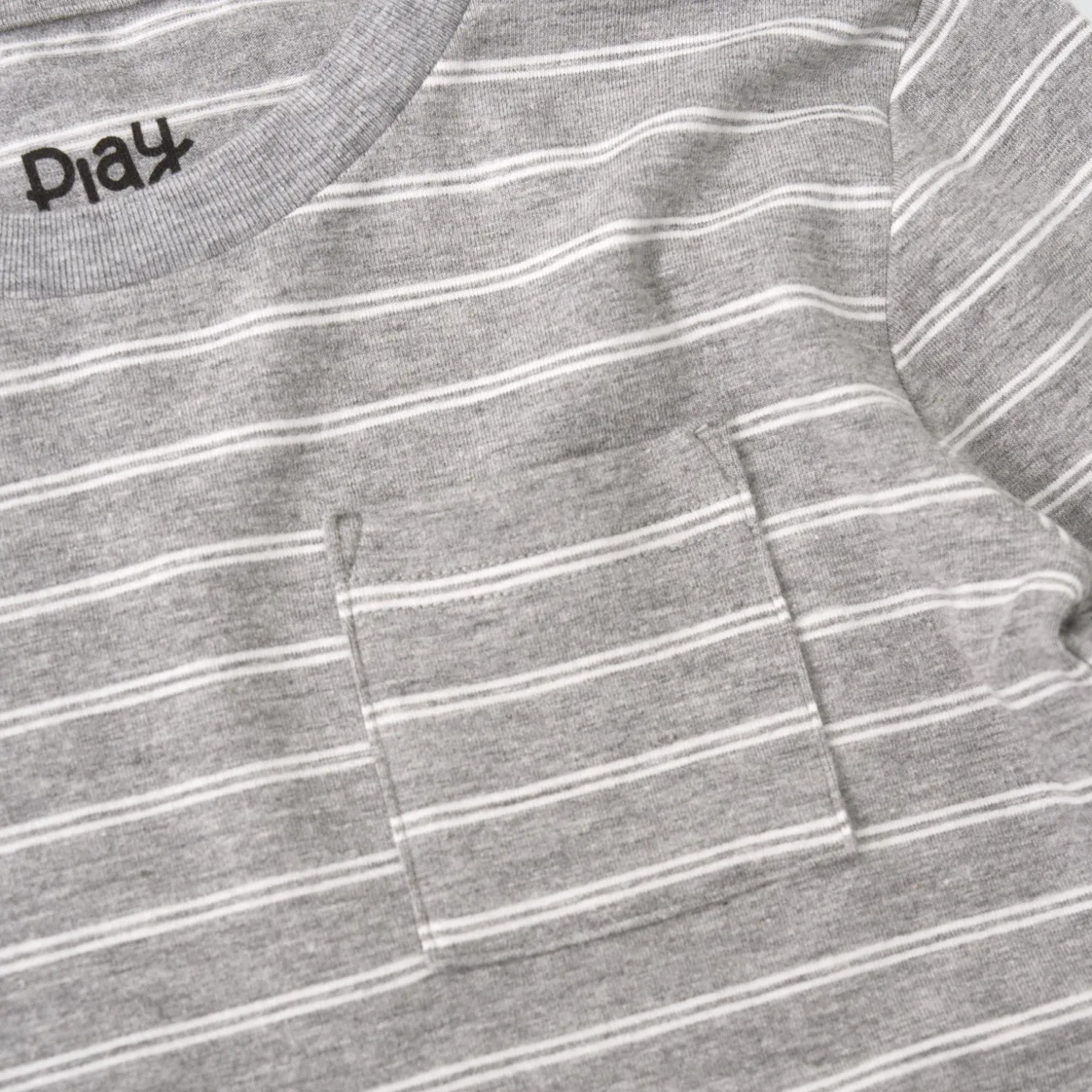 Light Heather Gray Stripes Relaxed Pocket Tee