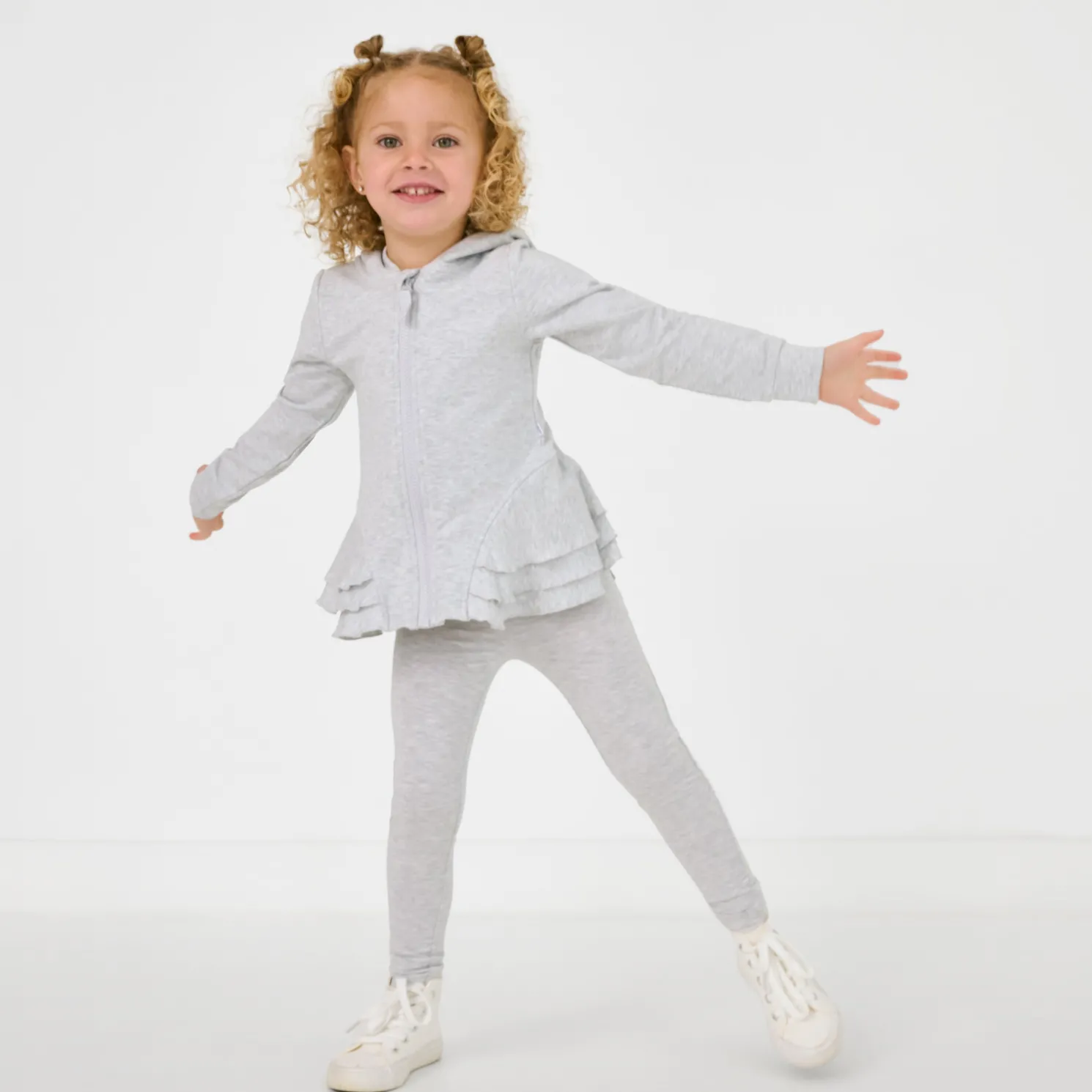 Light Heather Gray Peplum Hoodie