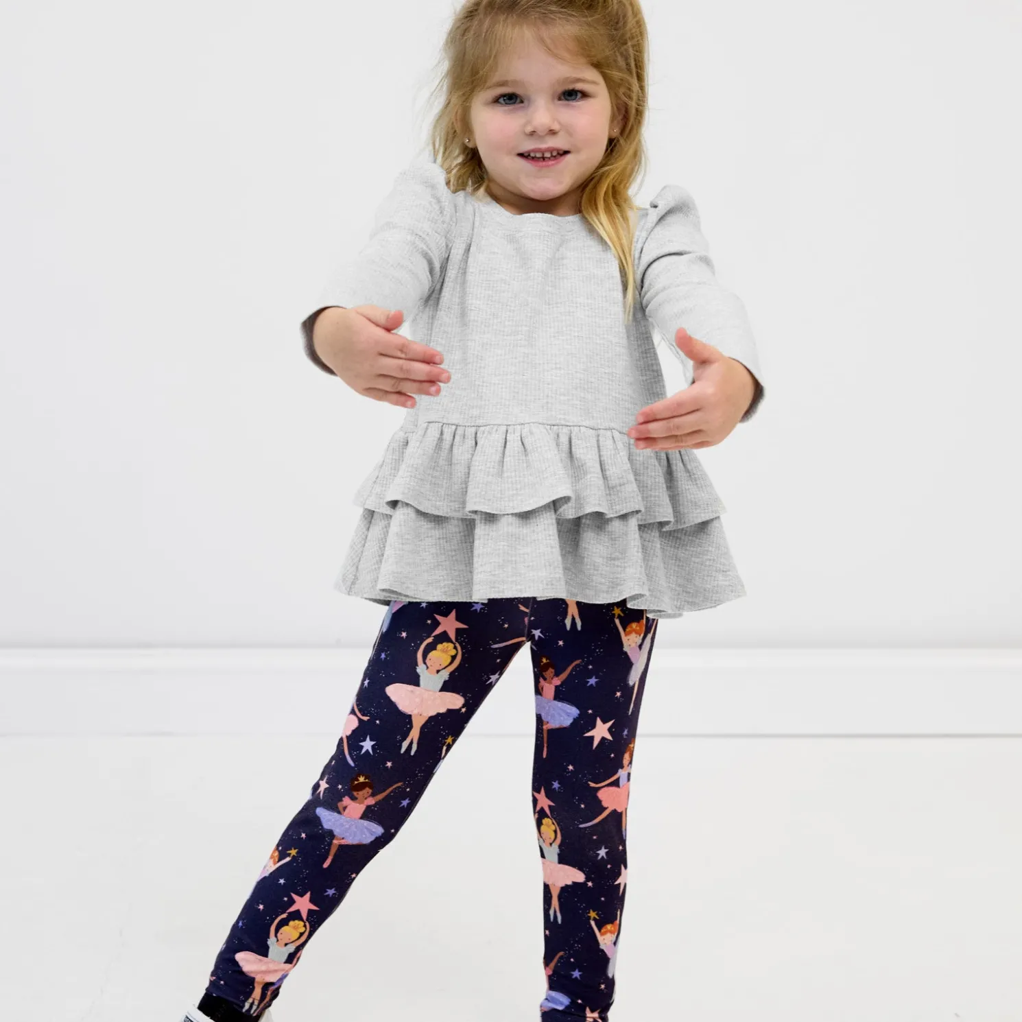 Light Heather Gray Ribbed Tiered Peplum Top