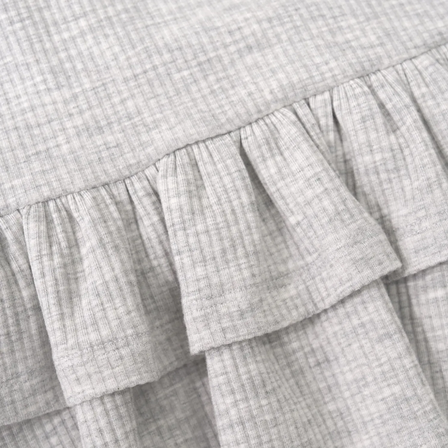 Light Heather Gray Ribbed Tiered Peplum Top