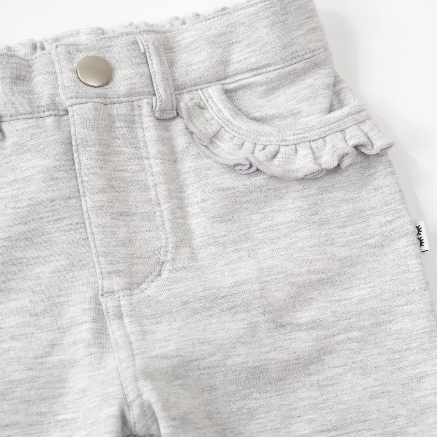 Light Heather Gray Ruffle Heart Pocket Pants