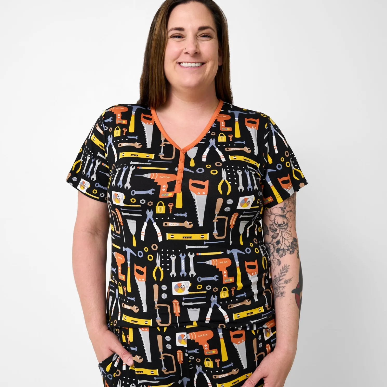 Little Builders Women's Short Sleeve Pajama Top