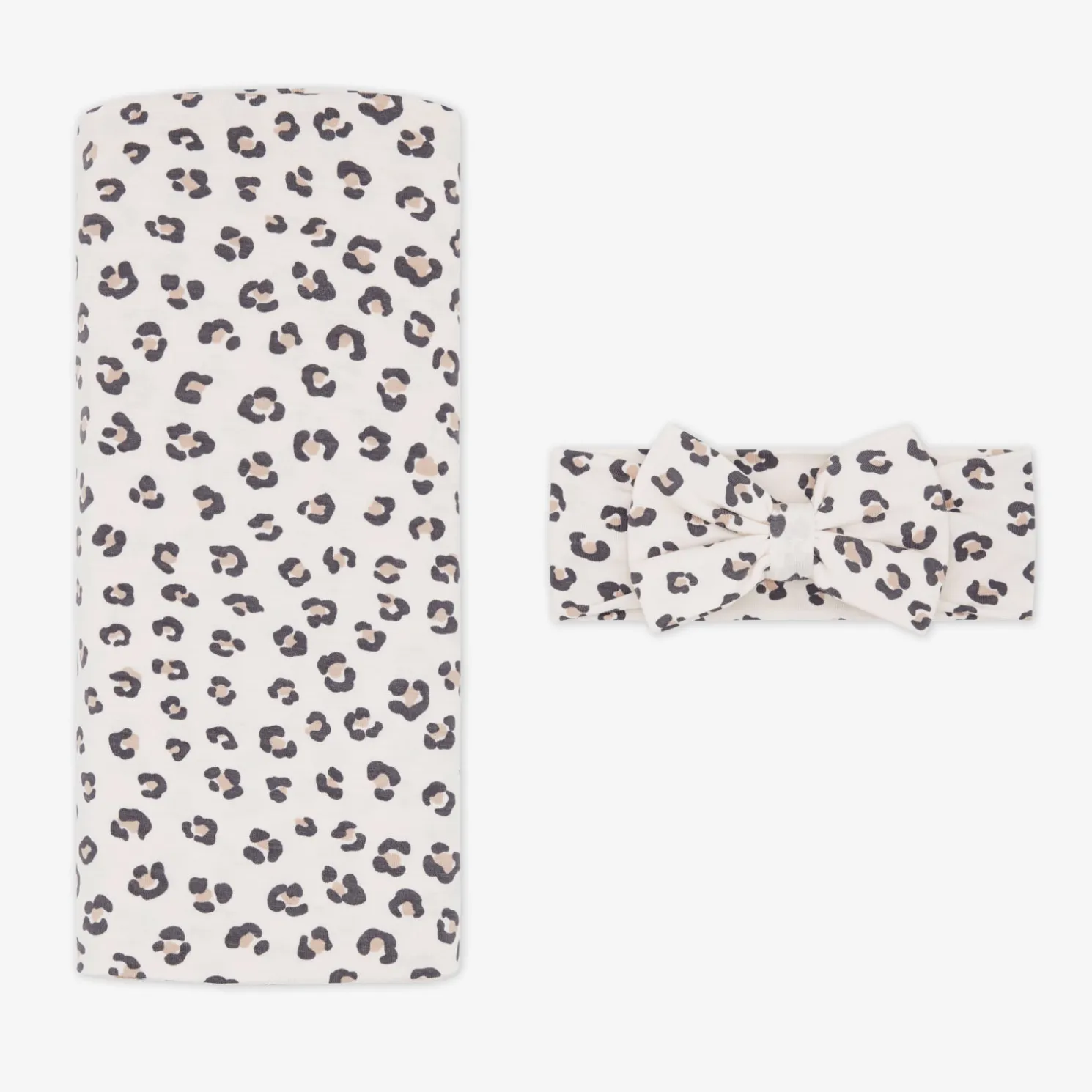 Luxe Leopard Swaddle & Luxe Bow Headband Set