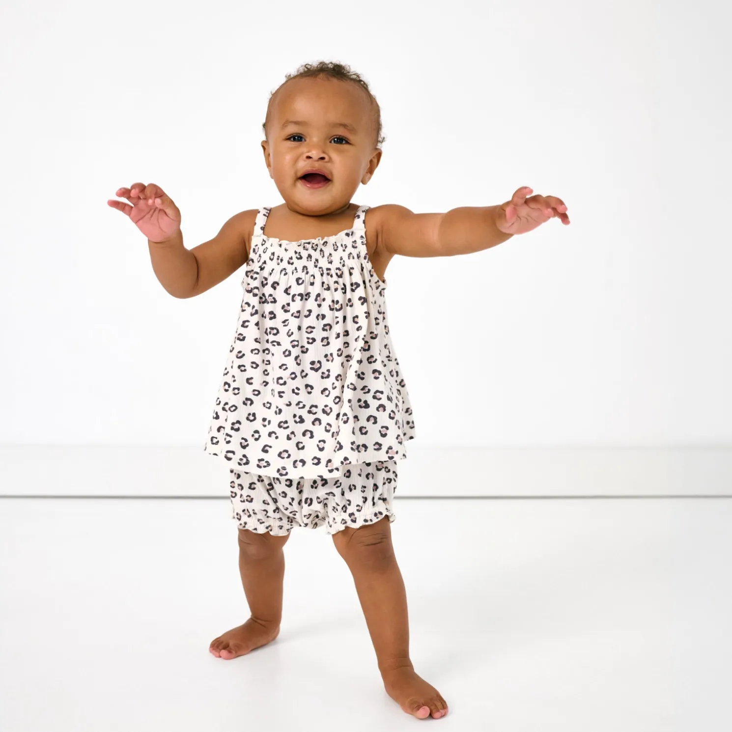 Luxe Leopard Smocked Top with Shorty Bloomer