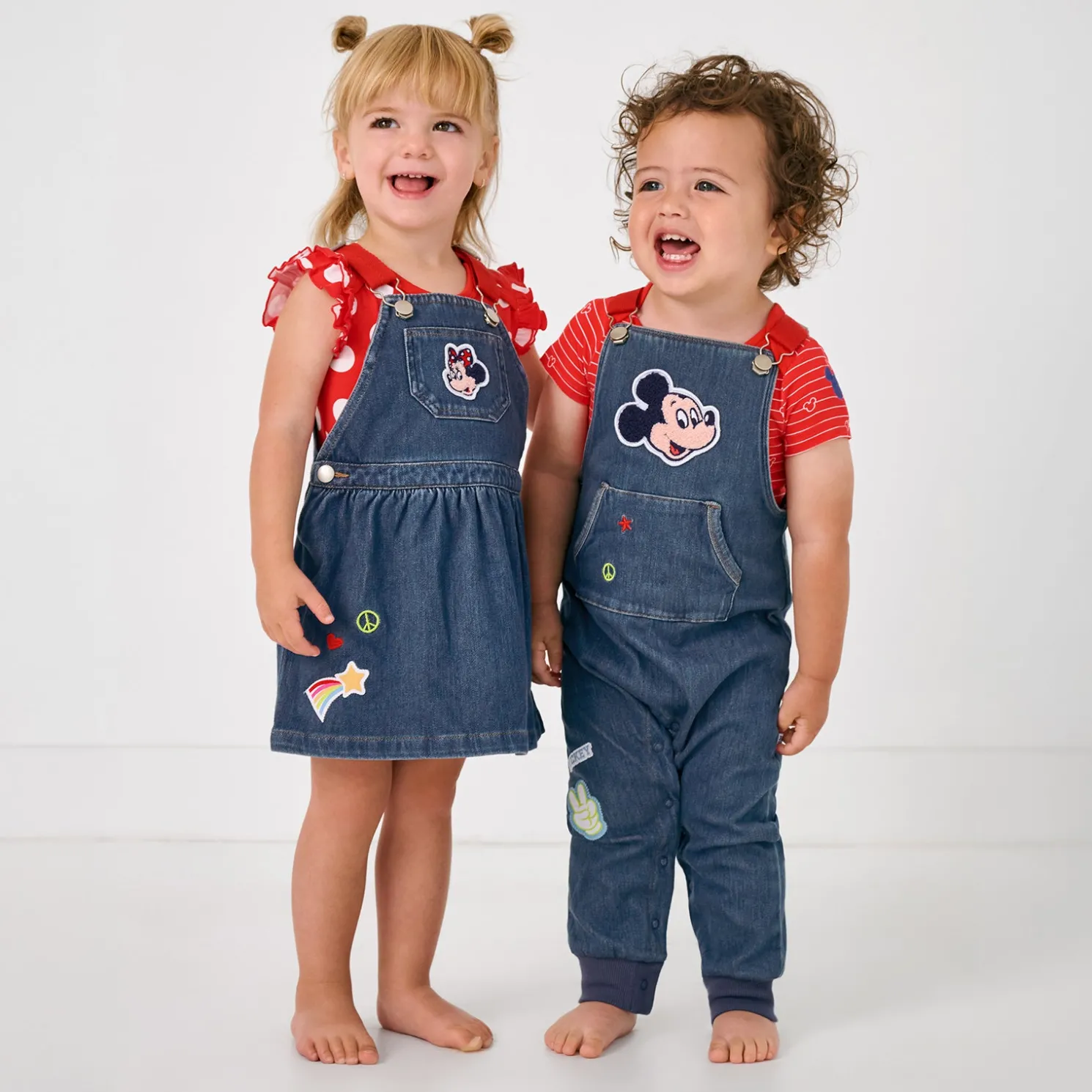 Mickey Patch Denim Skirt Overall