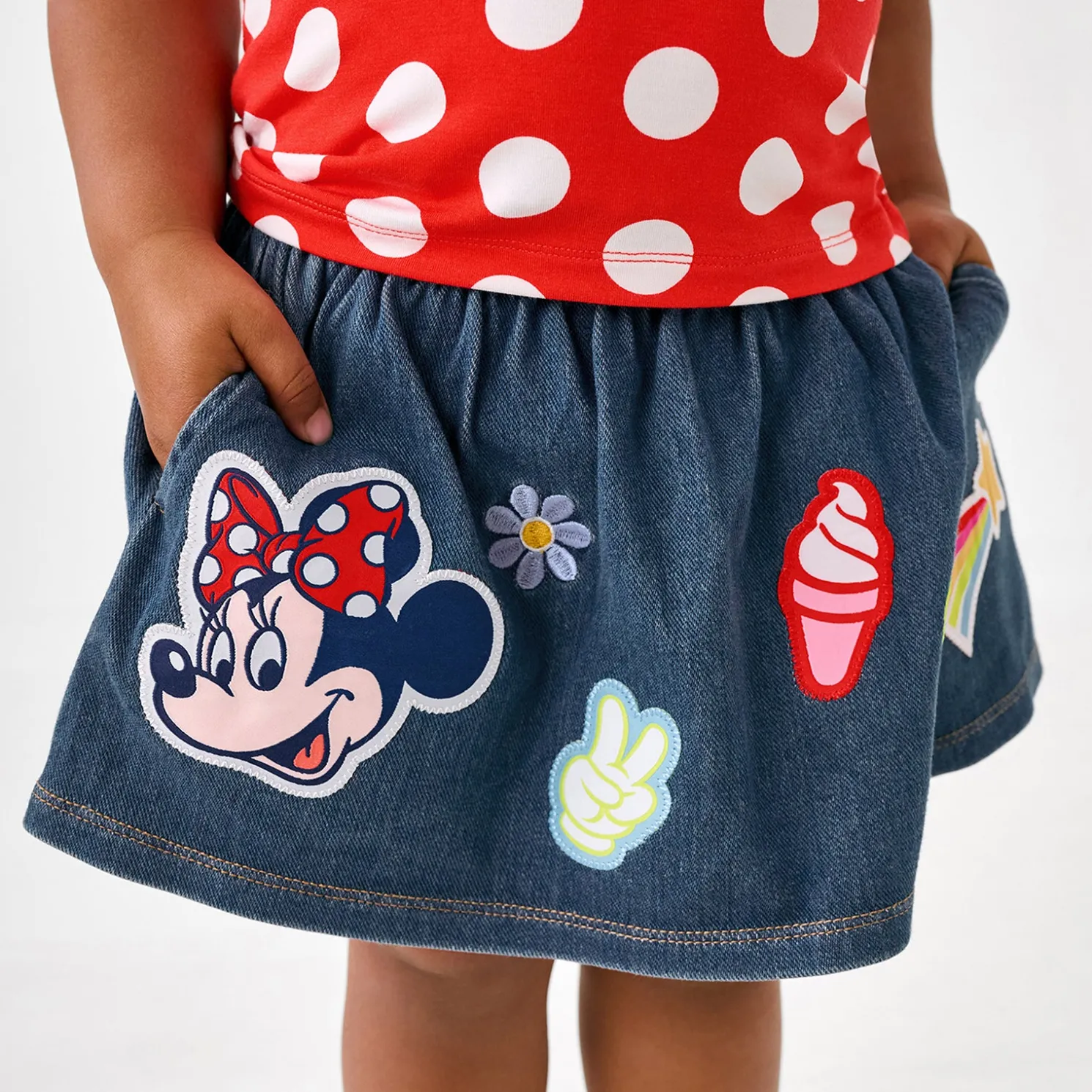 Mickey Patch Denim Skort