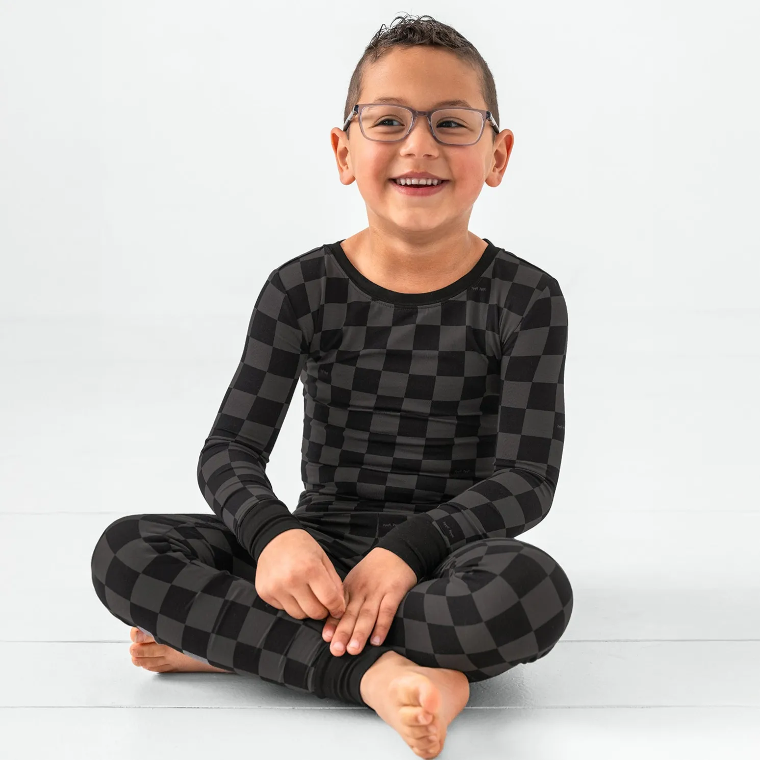 Monochrome Checks Two-Piece Pajama Set