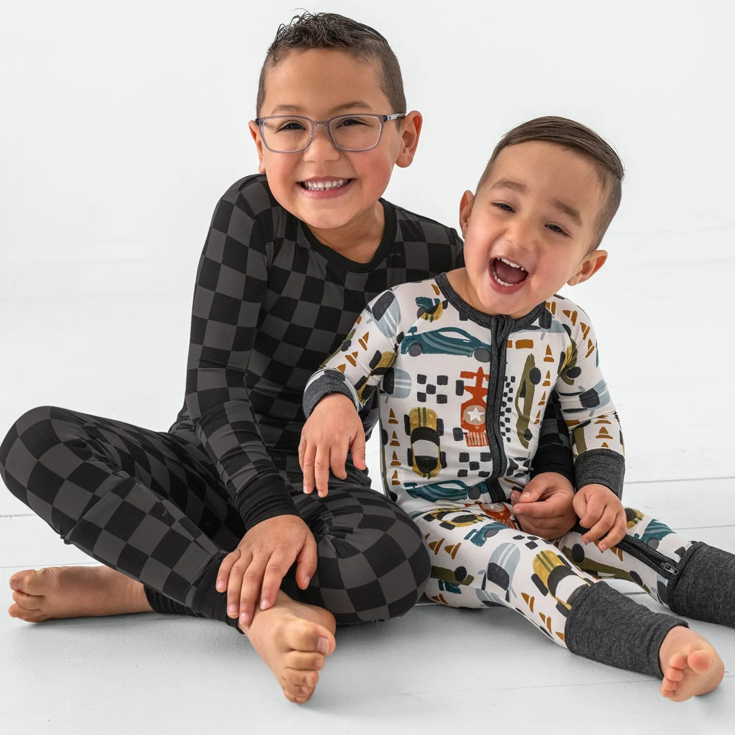 Monochrome Checks Two-Piece Pajama Set