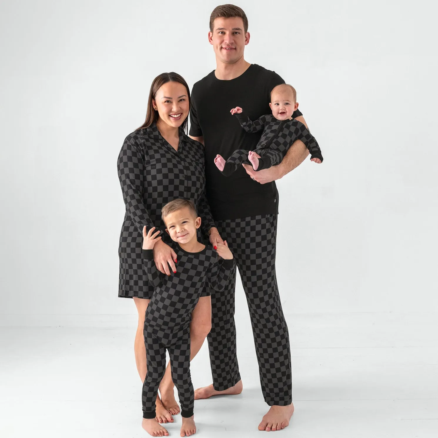 Monochrome Checks Two-Piece Pajama Set