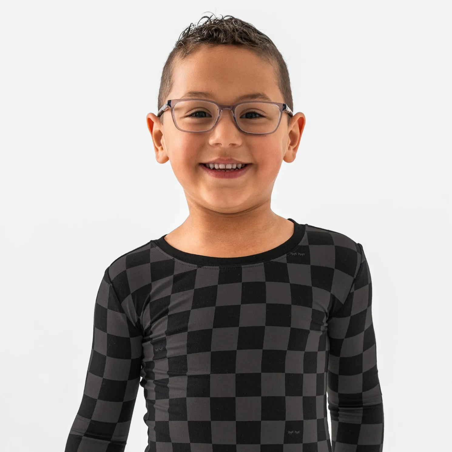 Monochrome Checks Two-Piece Pajama Set