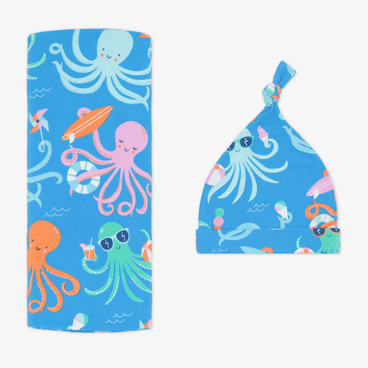 Octopus Party Swaddle & Hat Set