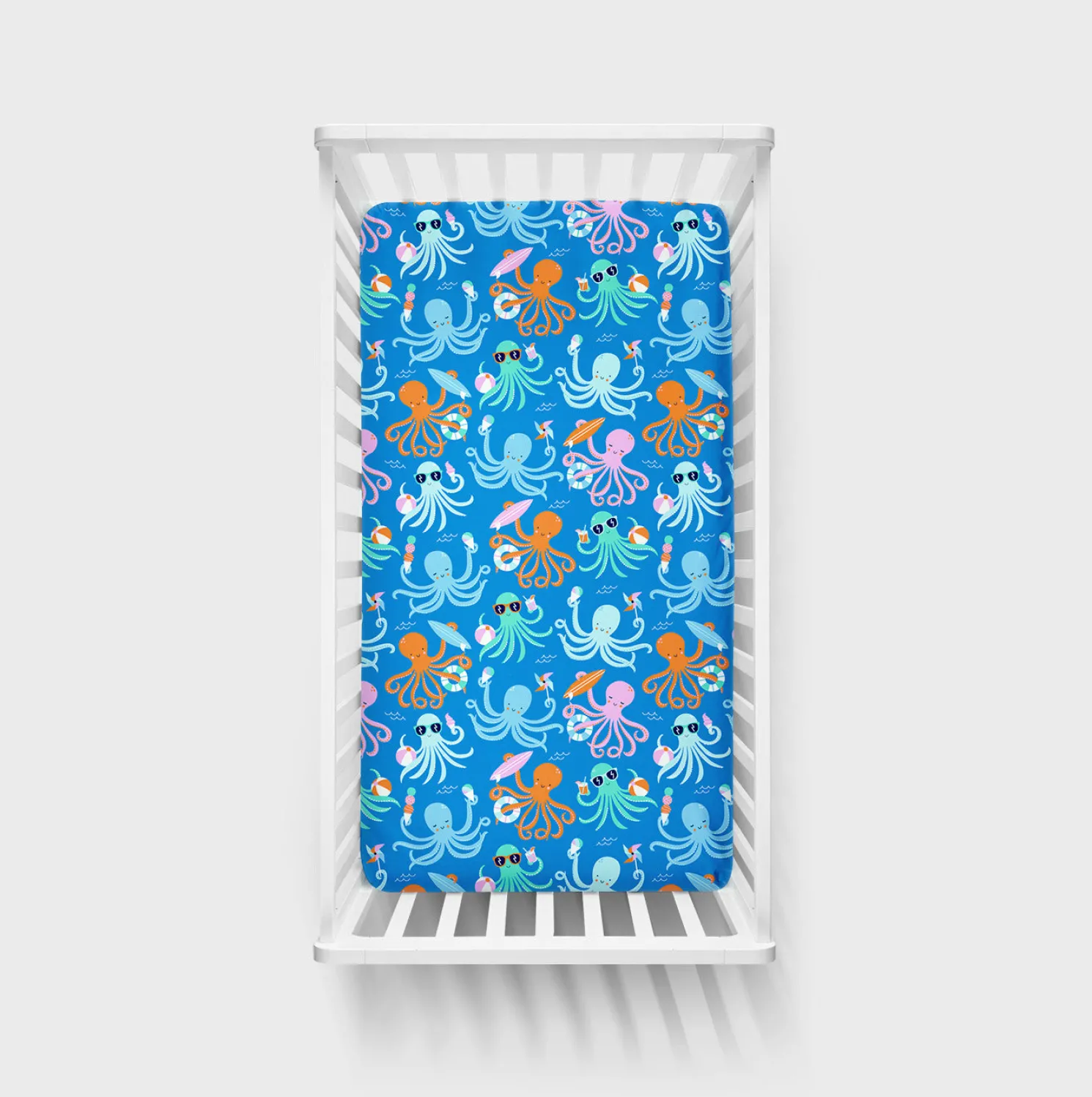 Octopus Party Fitted Crib Sheet