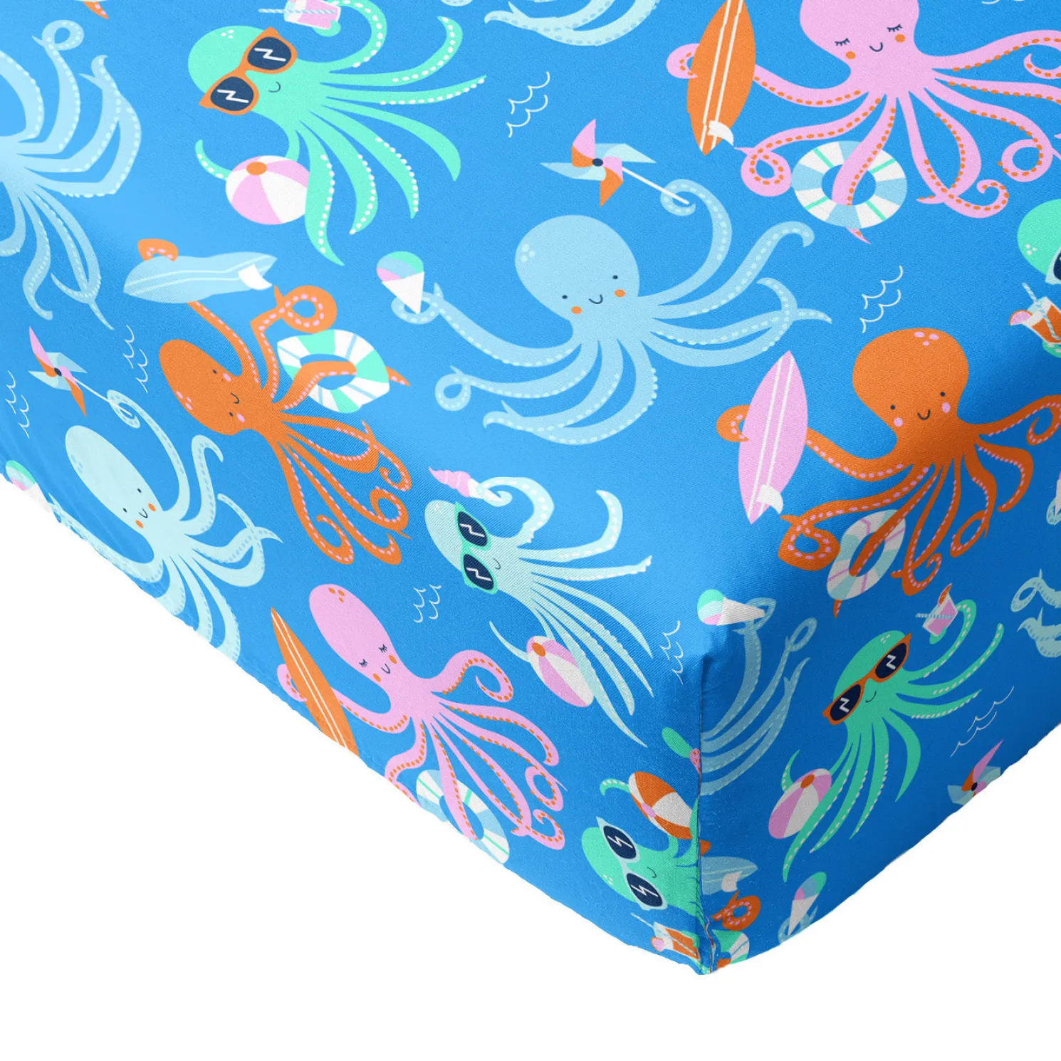 Octopus Party Fitted Crib Sheet