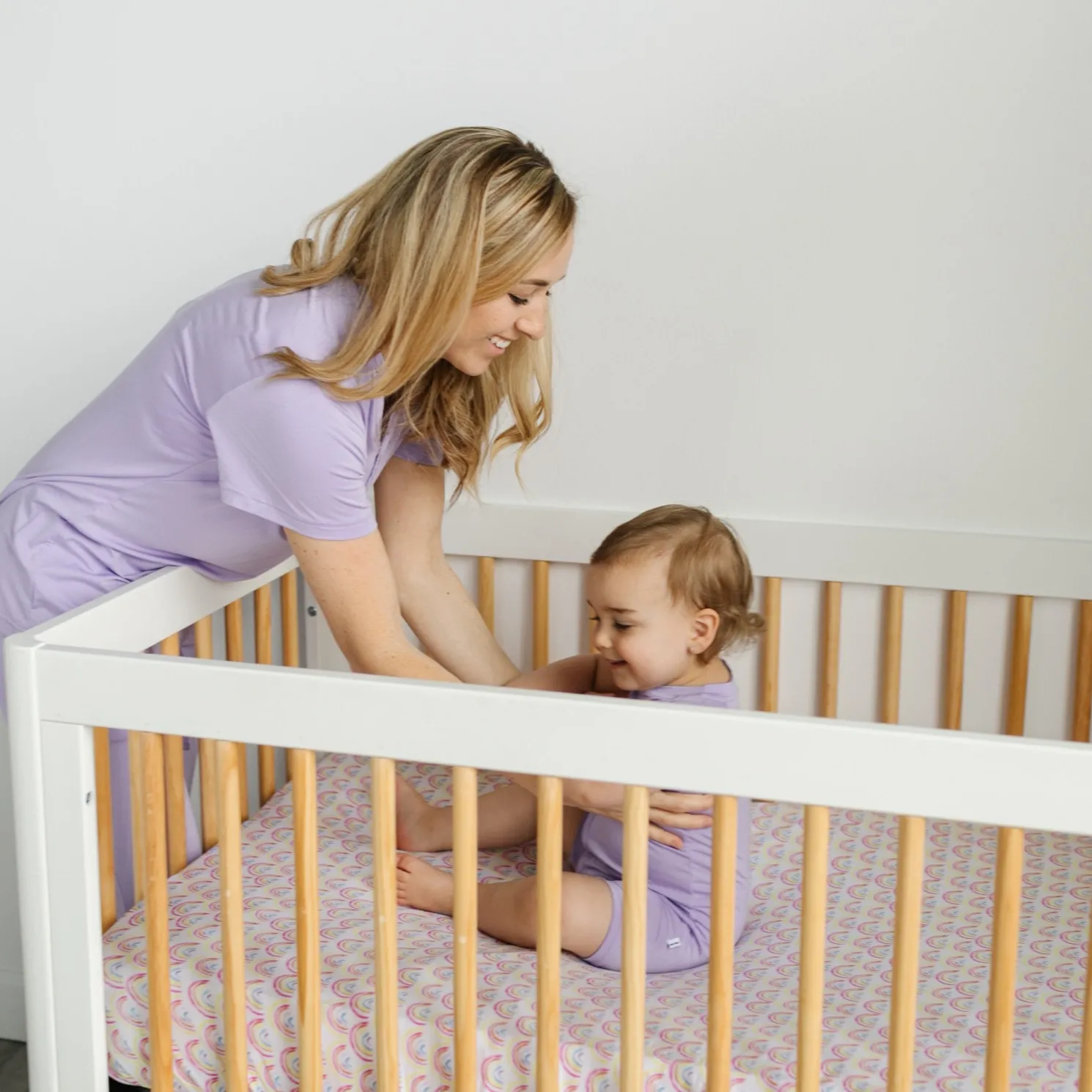 Pastel Rainbows Fitted Crib Sheet