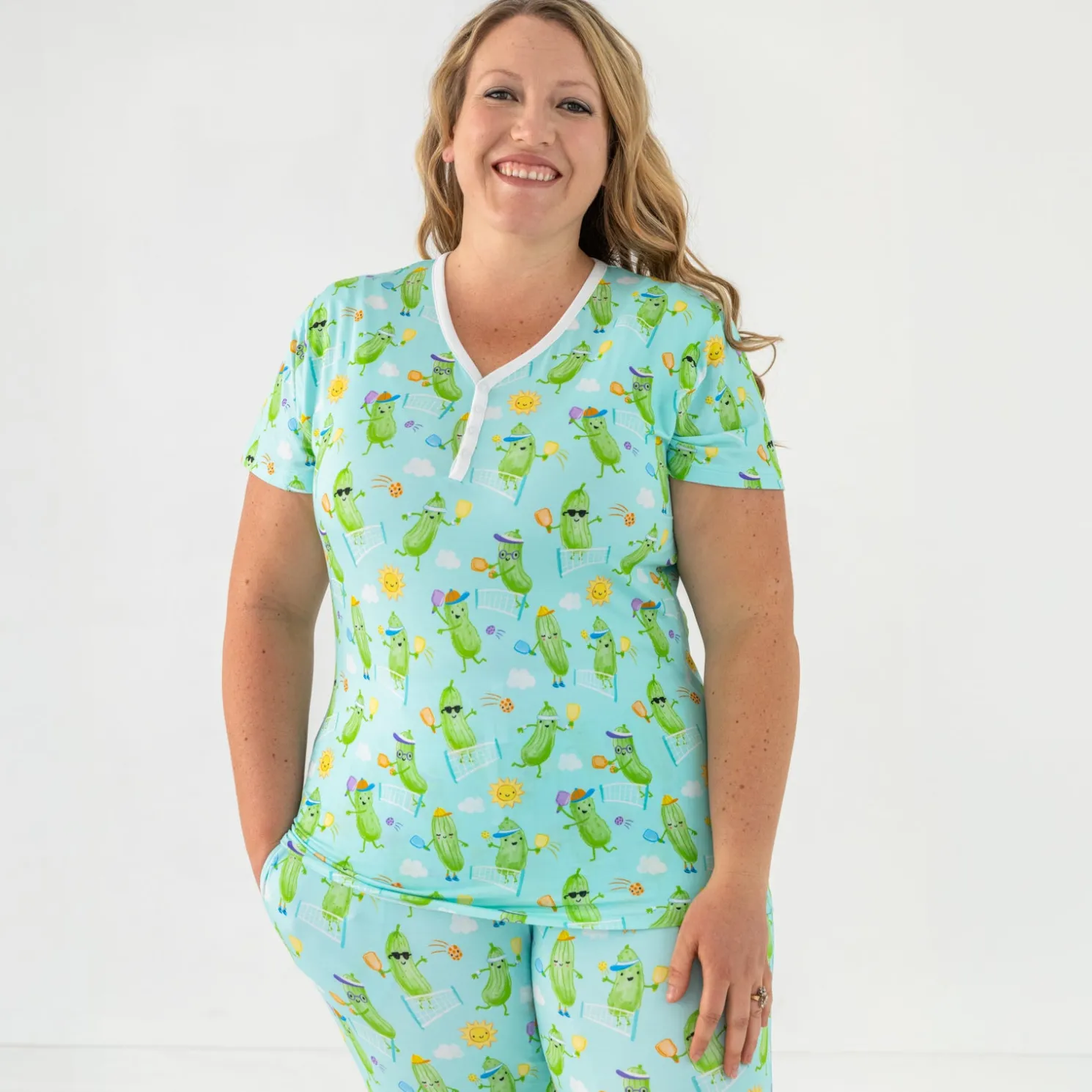 Pickle Power Women's Short Sleeve Pajama Top