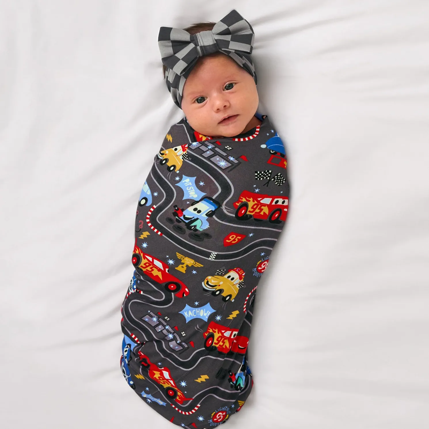 Piston Cup Swaddle & Luxe Bow Headband Set