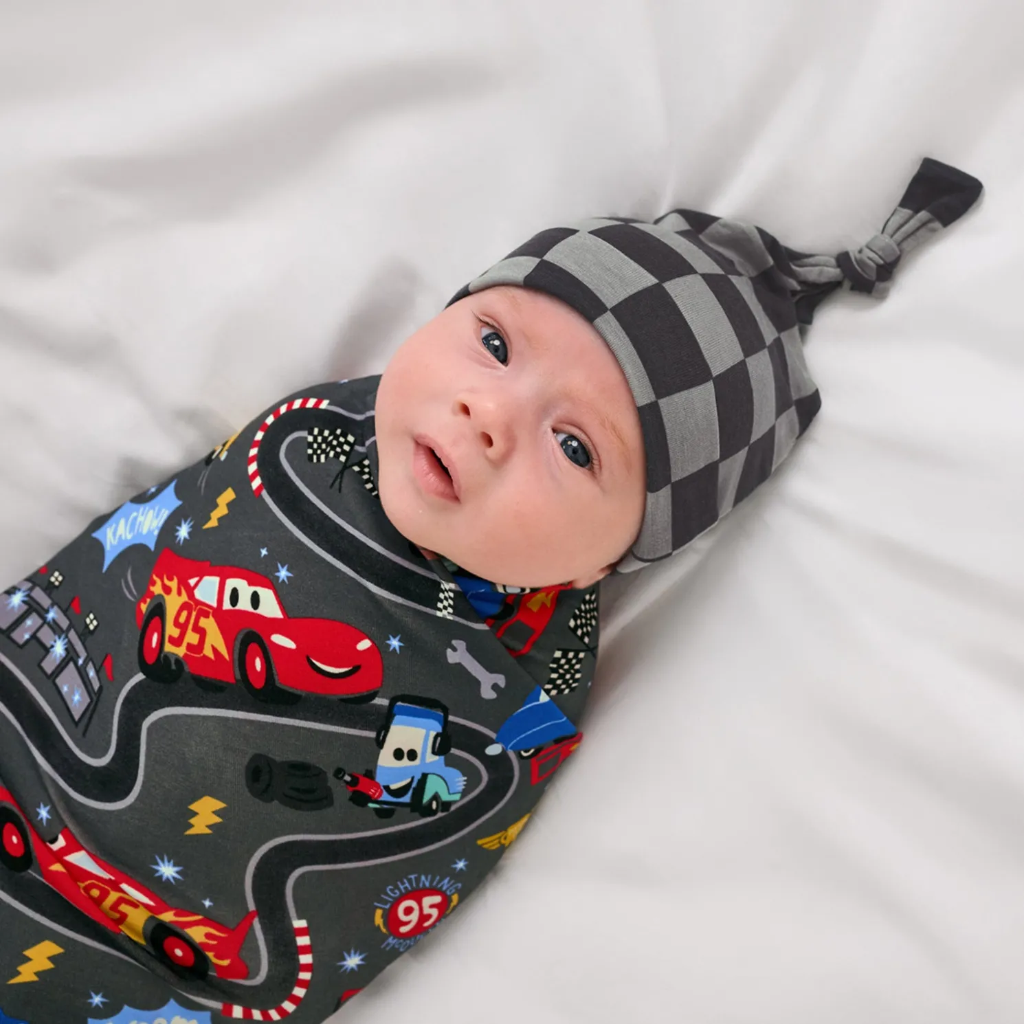 Piston Cup Swaddle & Hat Set