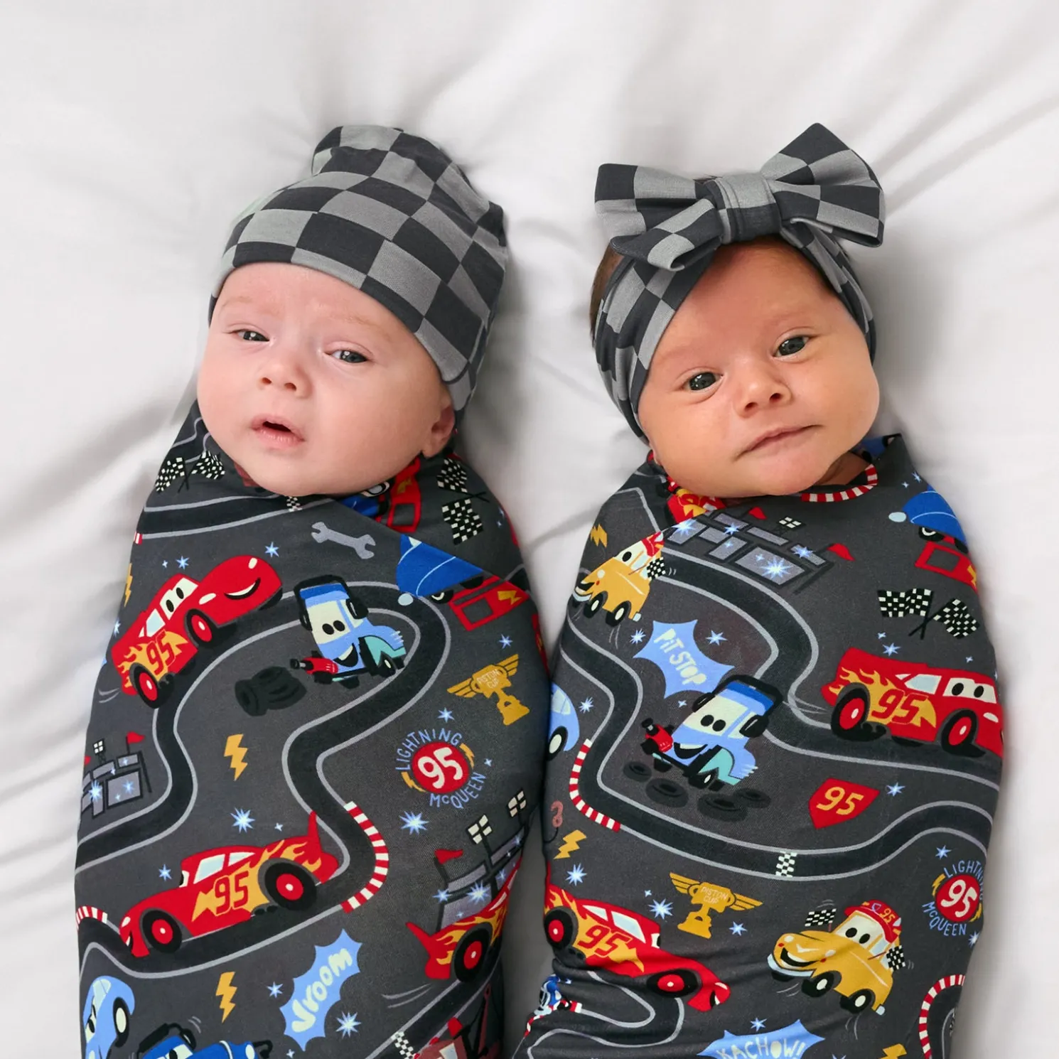 Piston Cup Swaddle & Hat Set