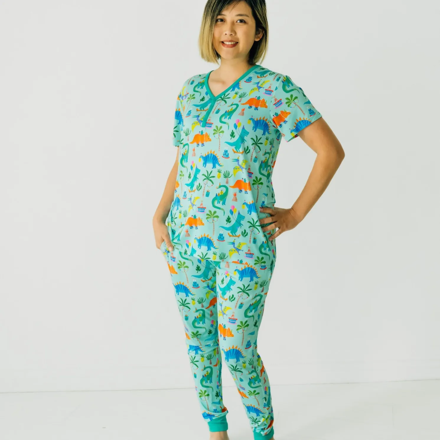 Prehistoric Party Women's Short Sleeve Pajama Top