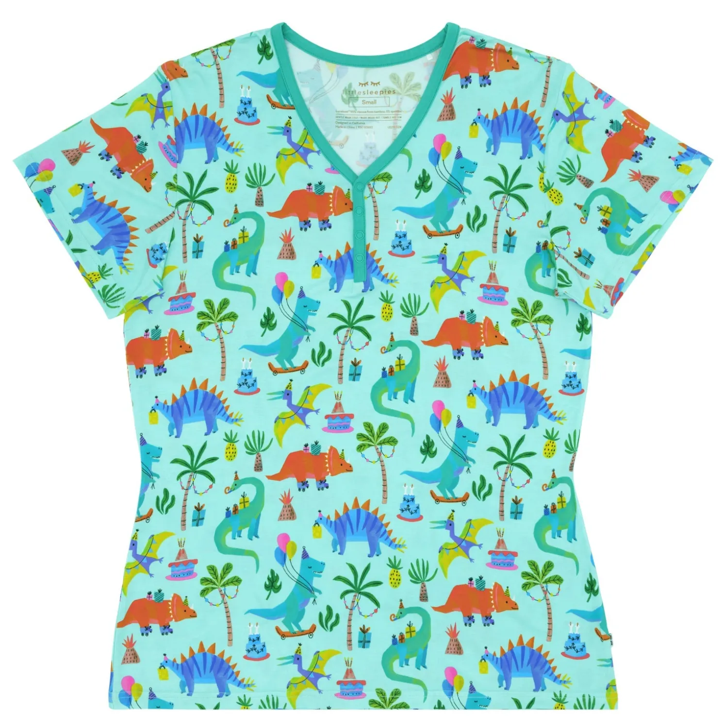 Prehistoric Party Women's Short Sleeve Pajama Top