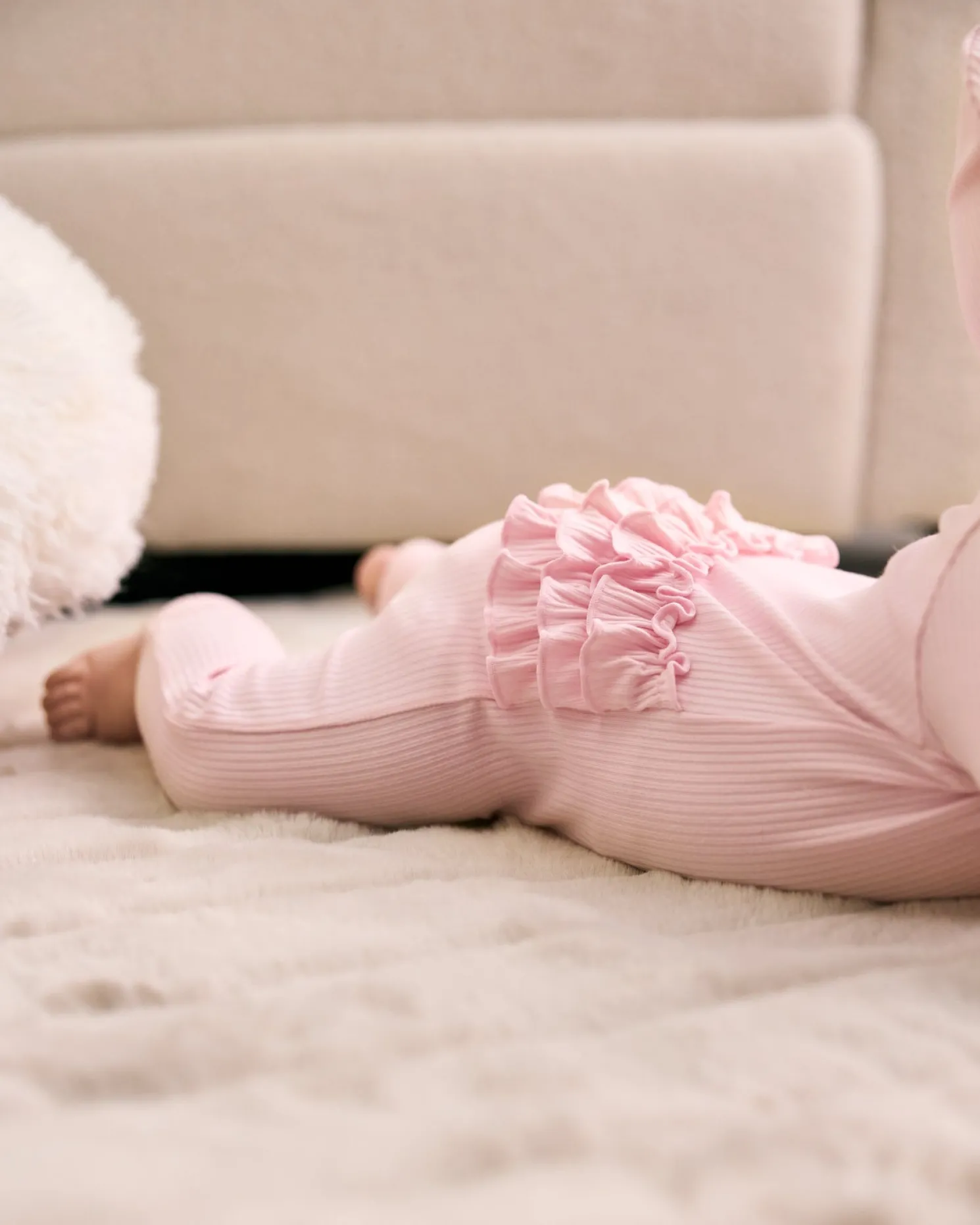 Prima Pink Ribbed Ruffle Zippy