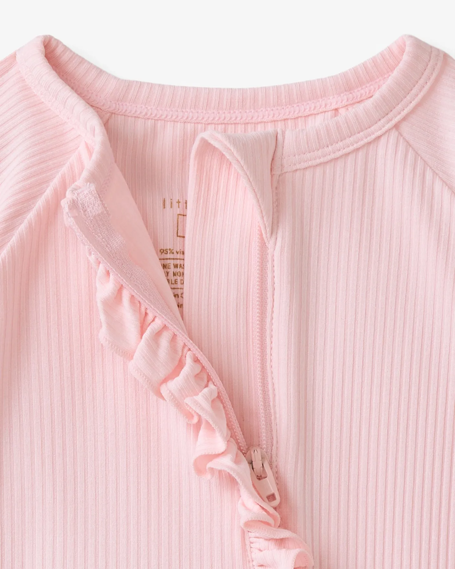 Prima Pink Ribbed Ruffle Zippy