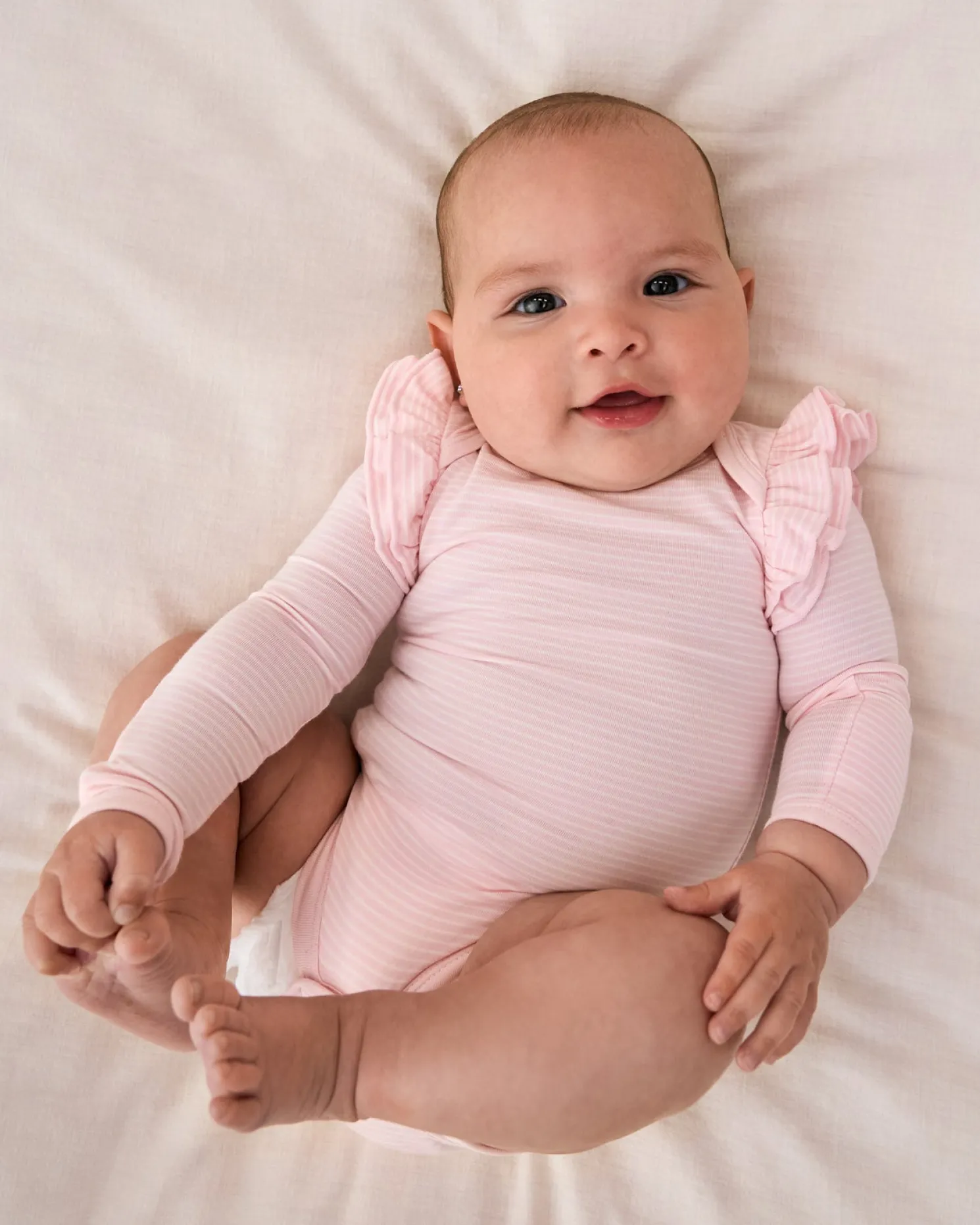 Prima Pink Stripe Flutter Bodysuit