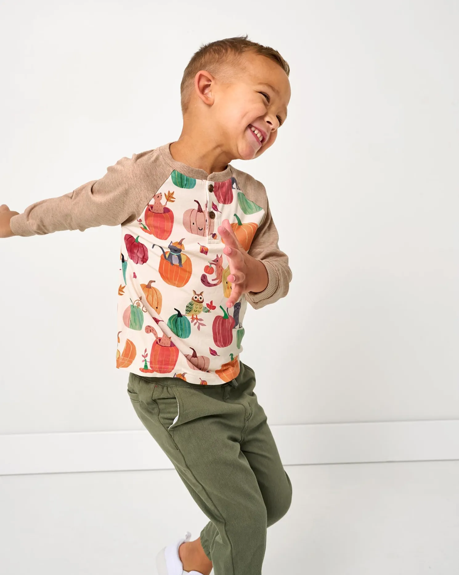 Pumpkin Pals Raglan Henley Tee