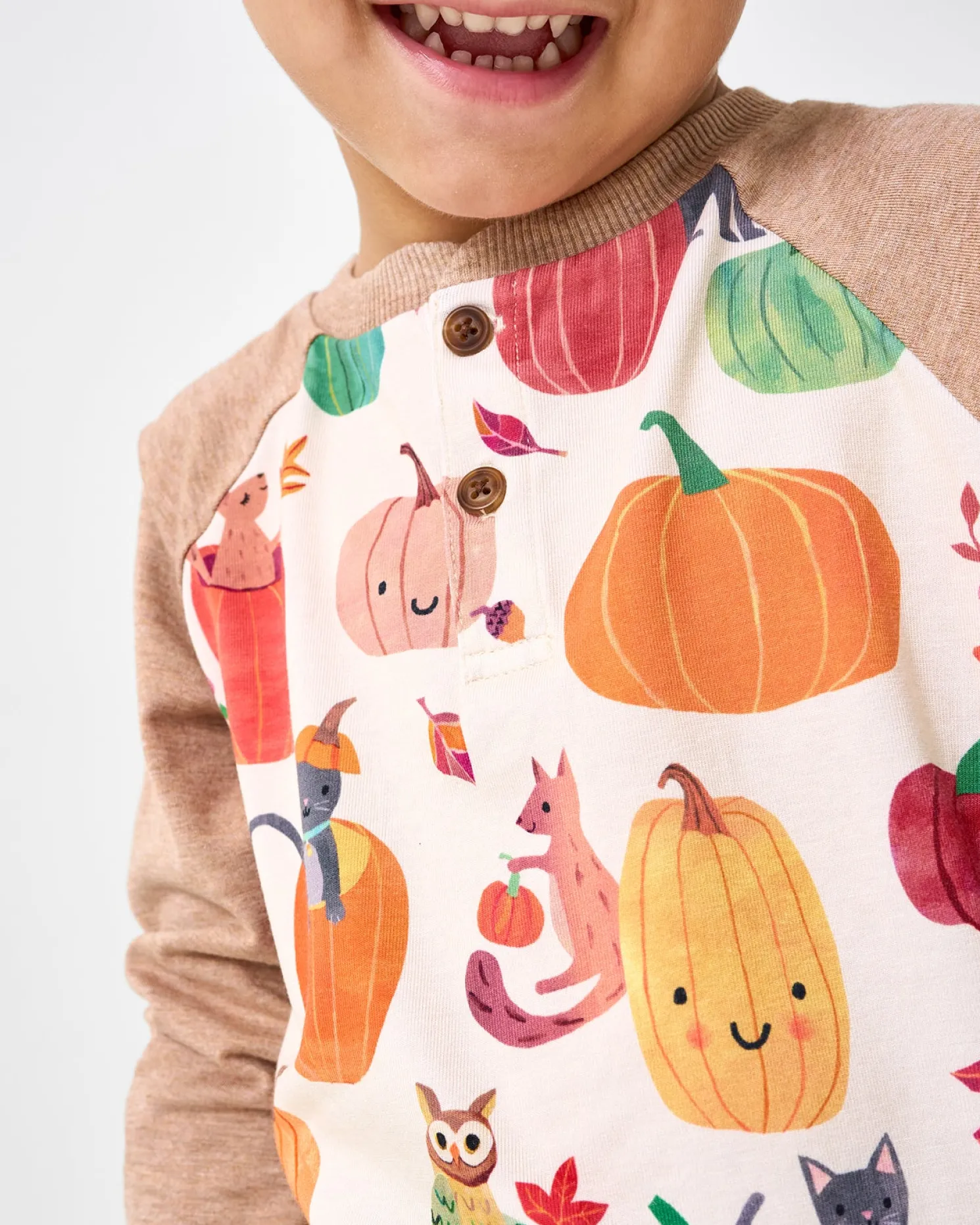 Pumpkin Pals Raglan Henley Tee