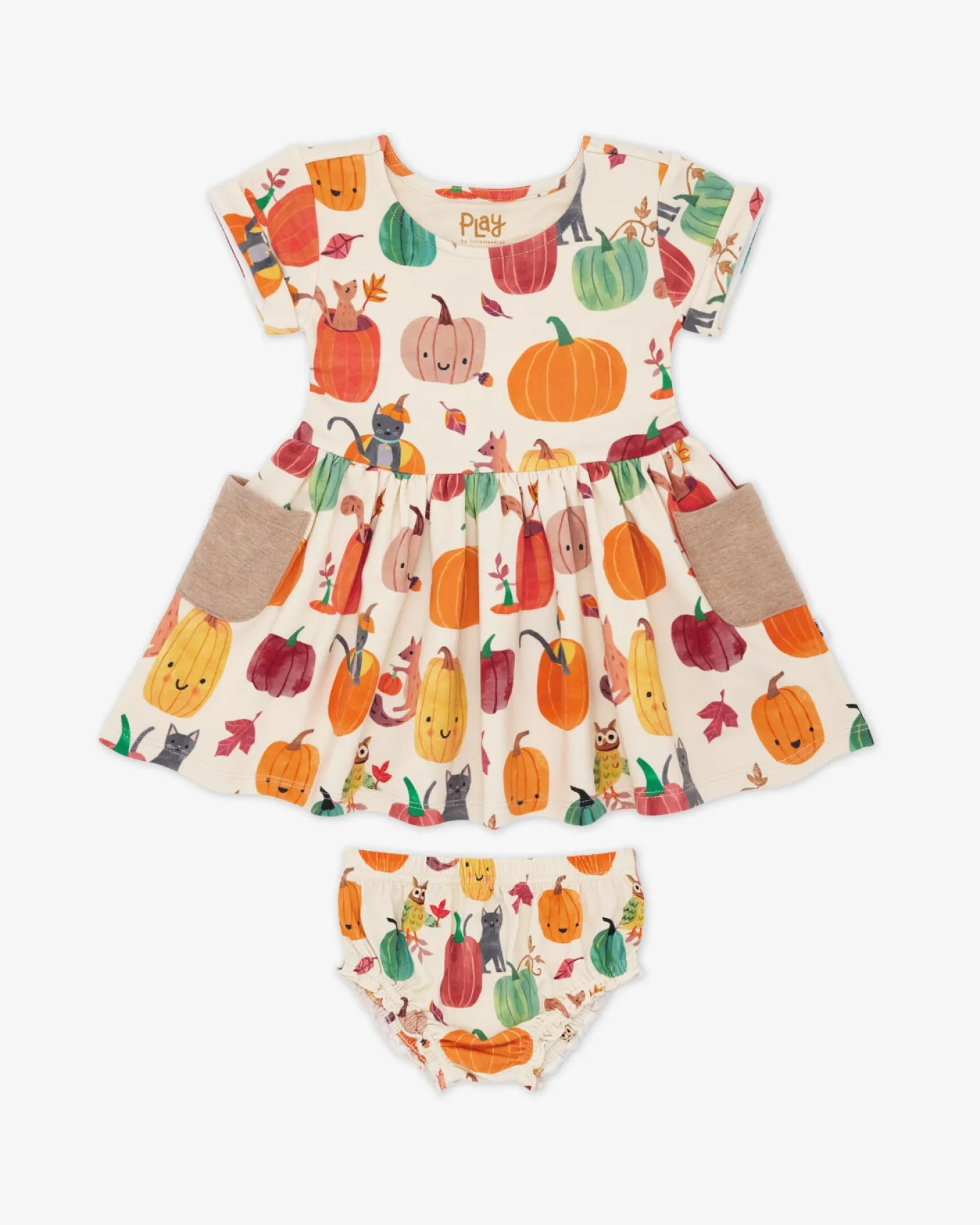 Pumpkin Pals Patch Pocket Dress with Bloomer
