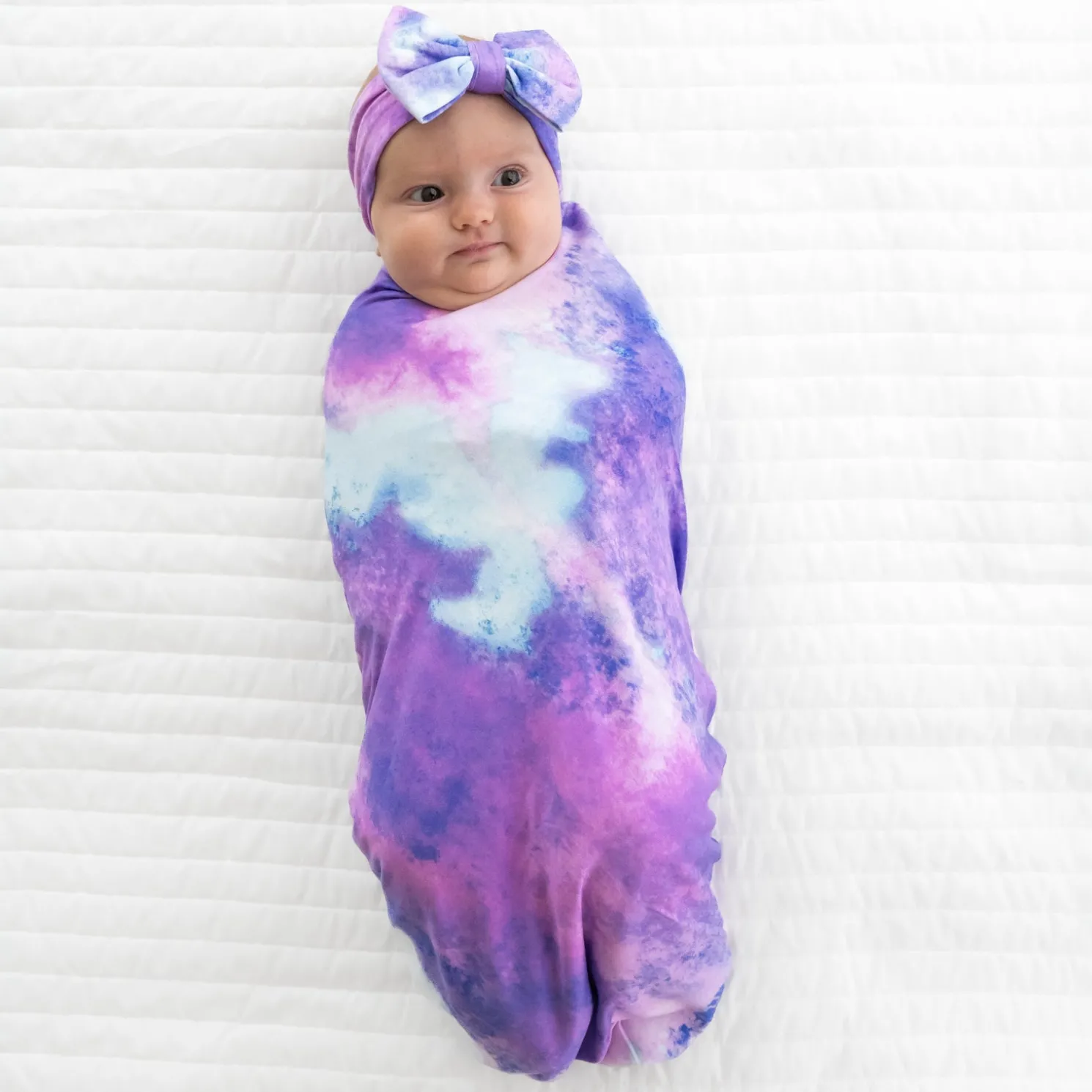 Purple Watercolor Swaddle & Luxe Bow Headband Set