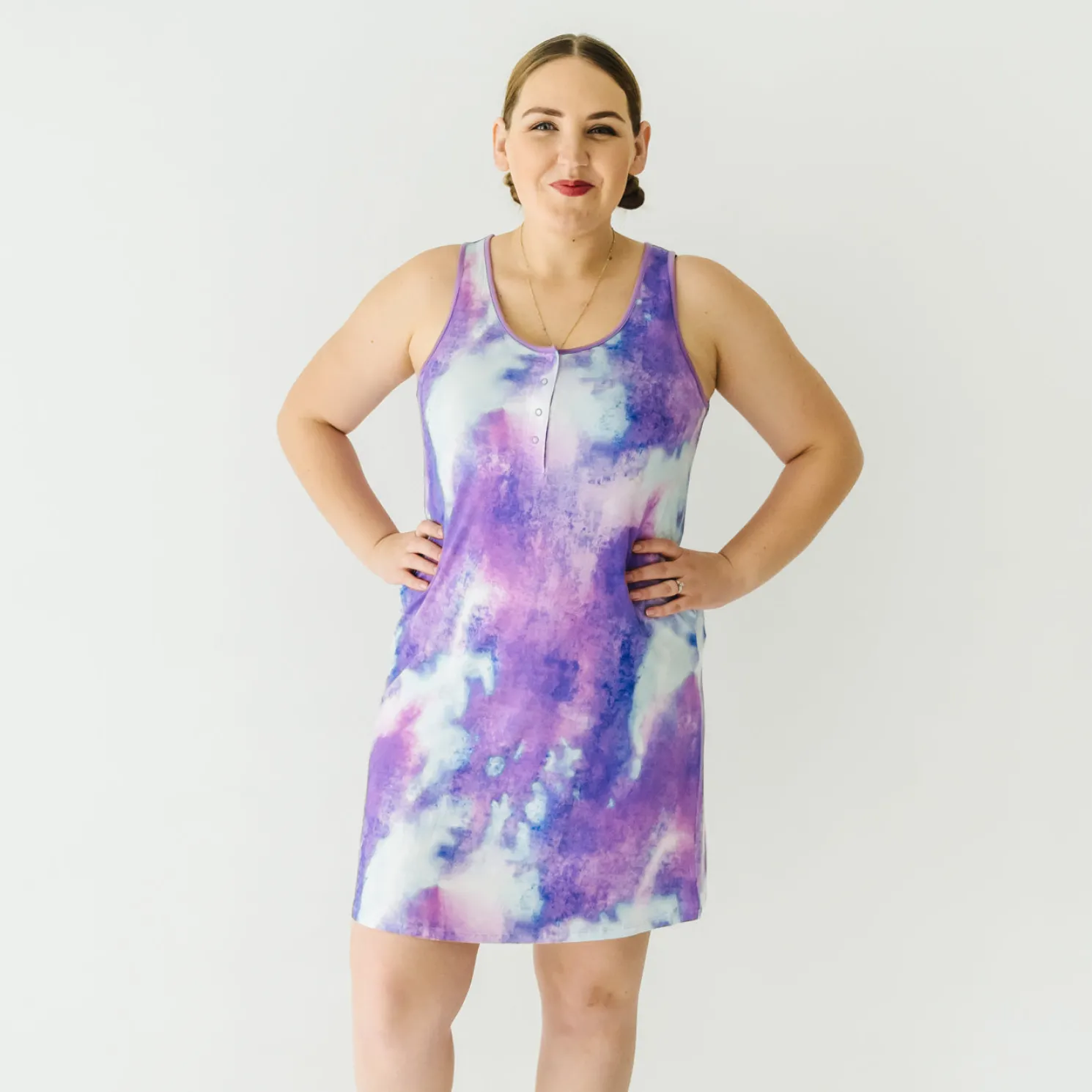 Purple Watercolor Women's Sleeveless Nightgown