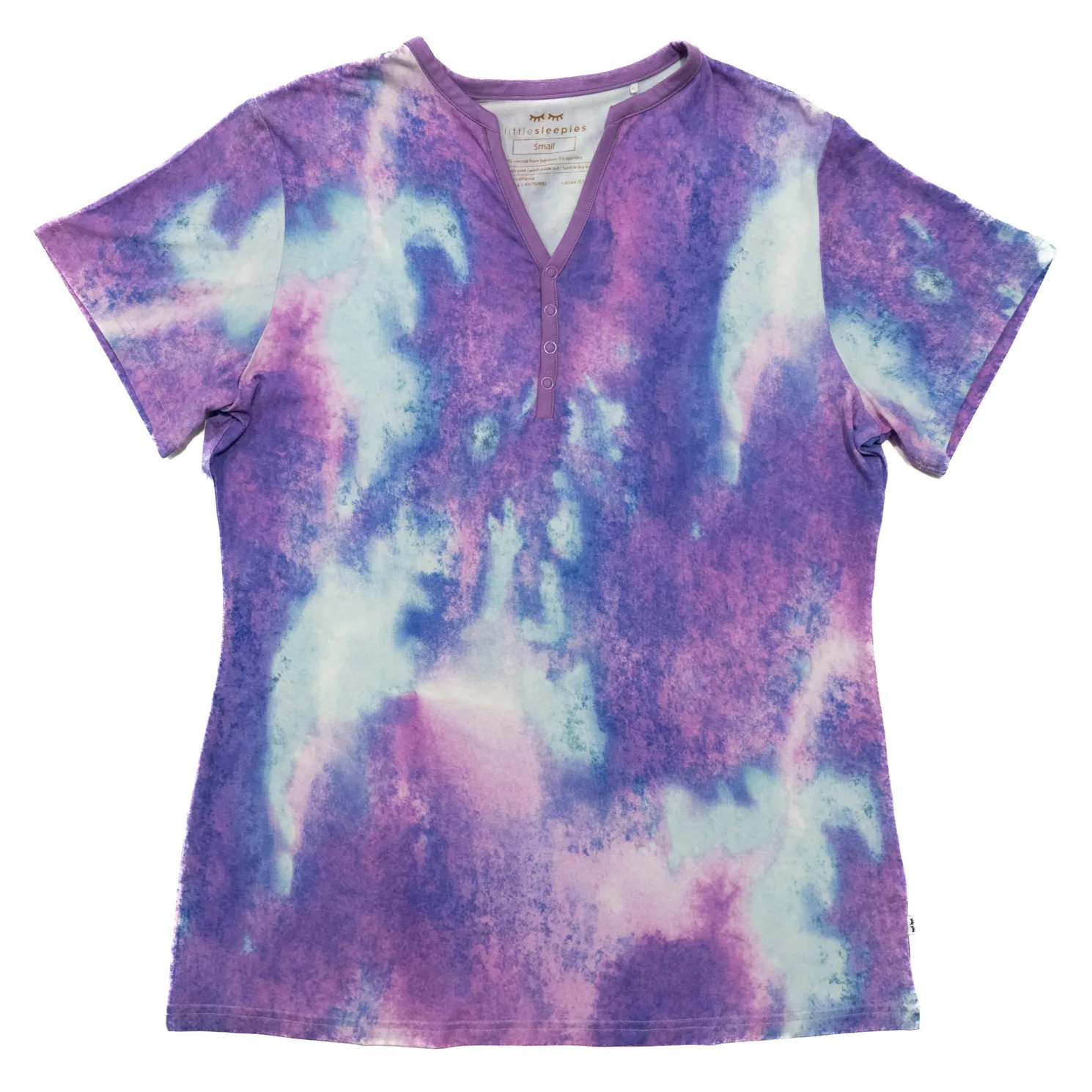 Purple Watercolor Women's Short Sleeve Pajama Top