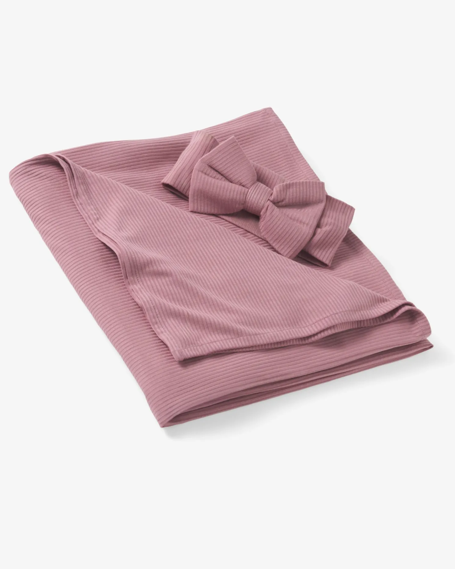 Rosewood Ribbed Swaddle & Luxe Bow Headband Set