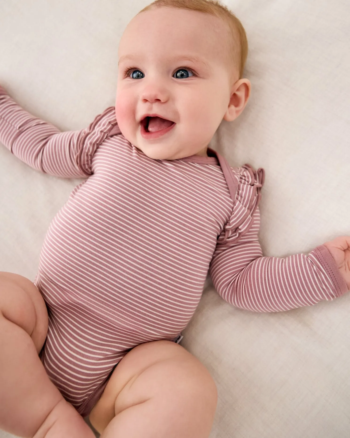 Rosewood Stripe Flutter Bodysuit