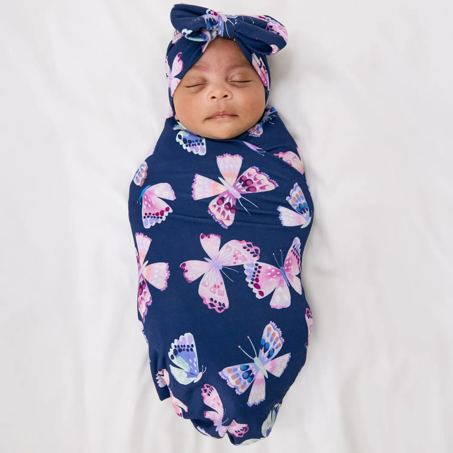 Royal Butterflies Swaddle & Luxe Bow Headband Set