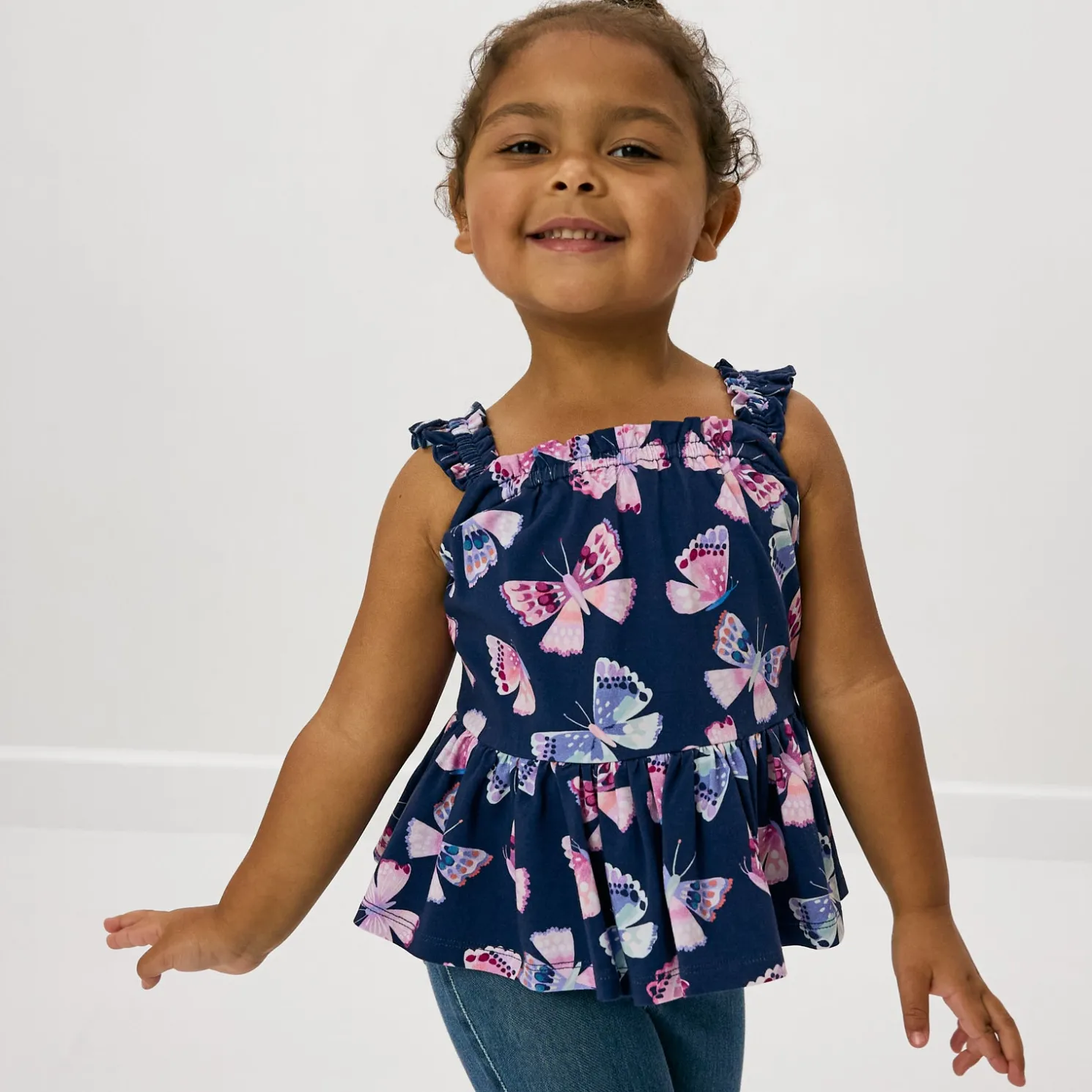 Royal Butterflies Peplum Flutter Tank