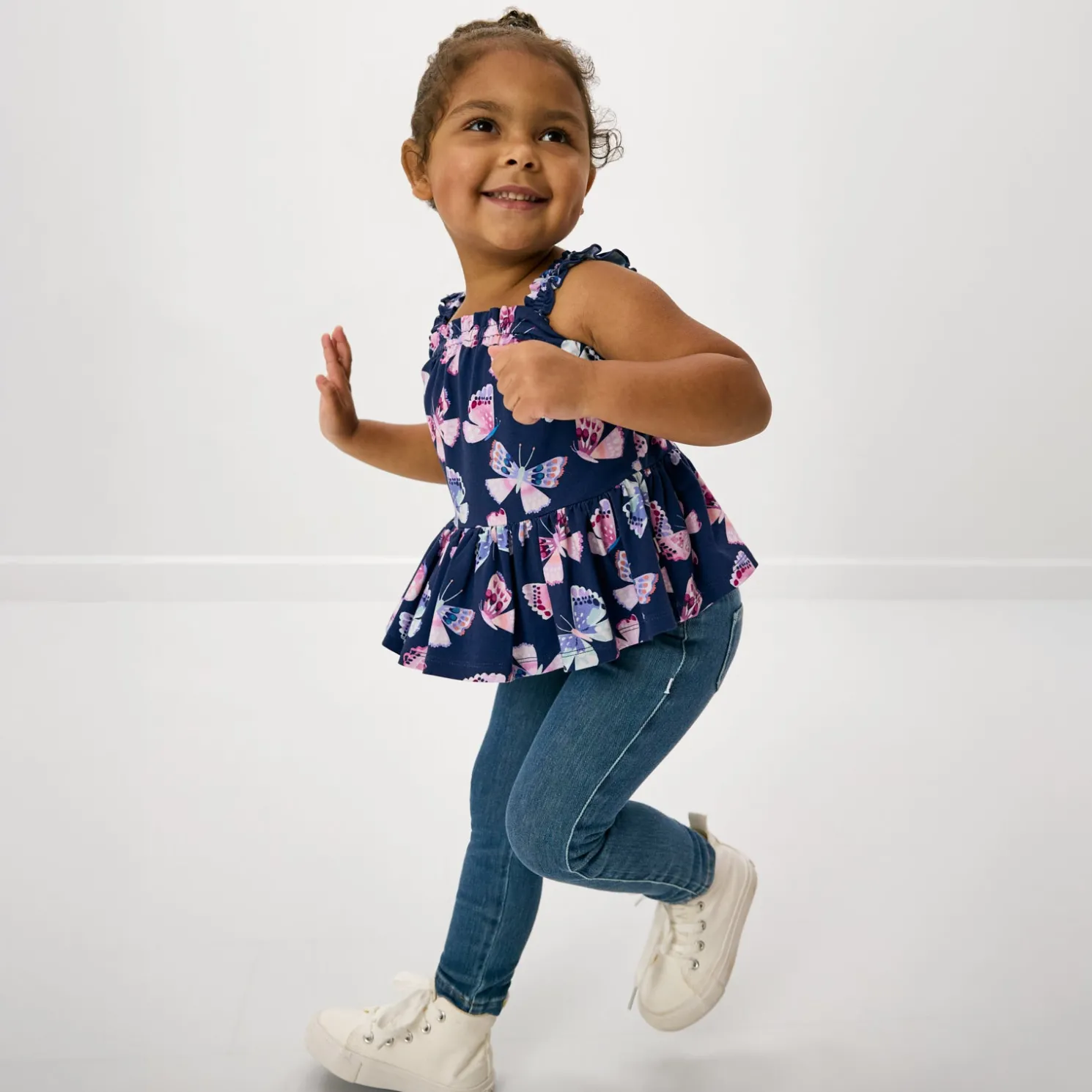 Royal Butterflies Peplum Flutter Tank