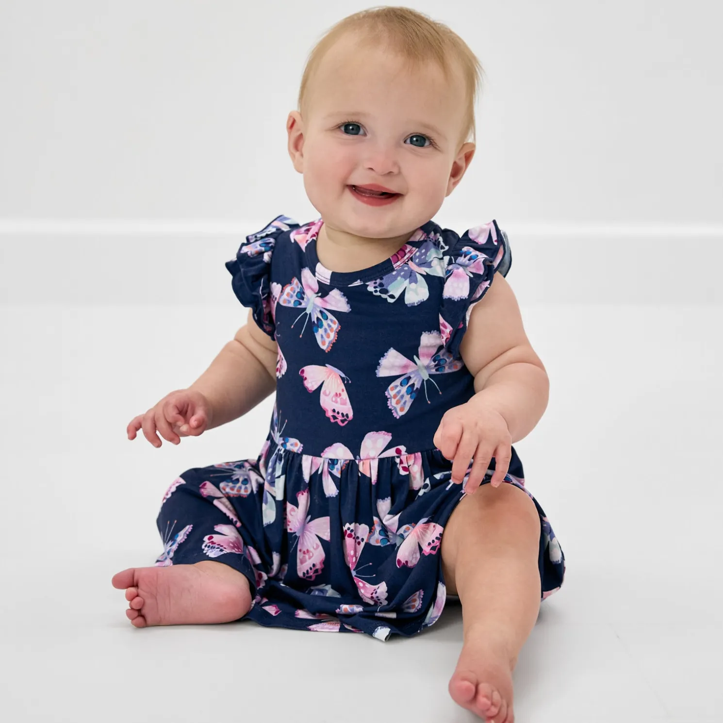 Royal Butterflies Flutter Twirl Dress with Bodysuit