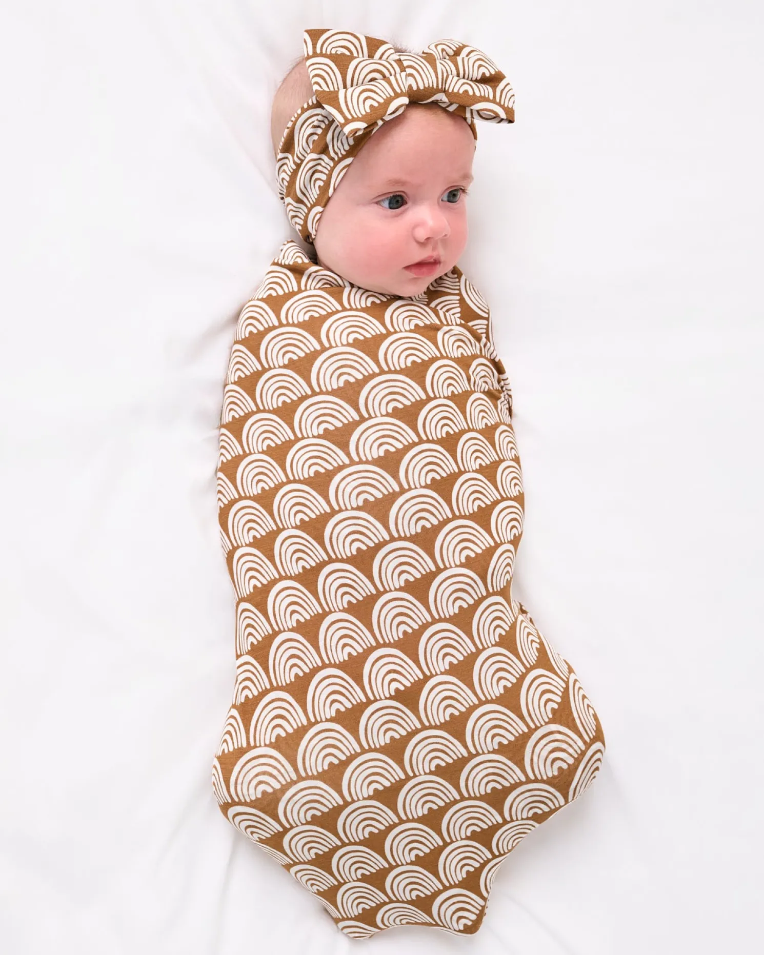 Rust Rainbows Swaddle & Luxe Bow Headband Set