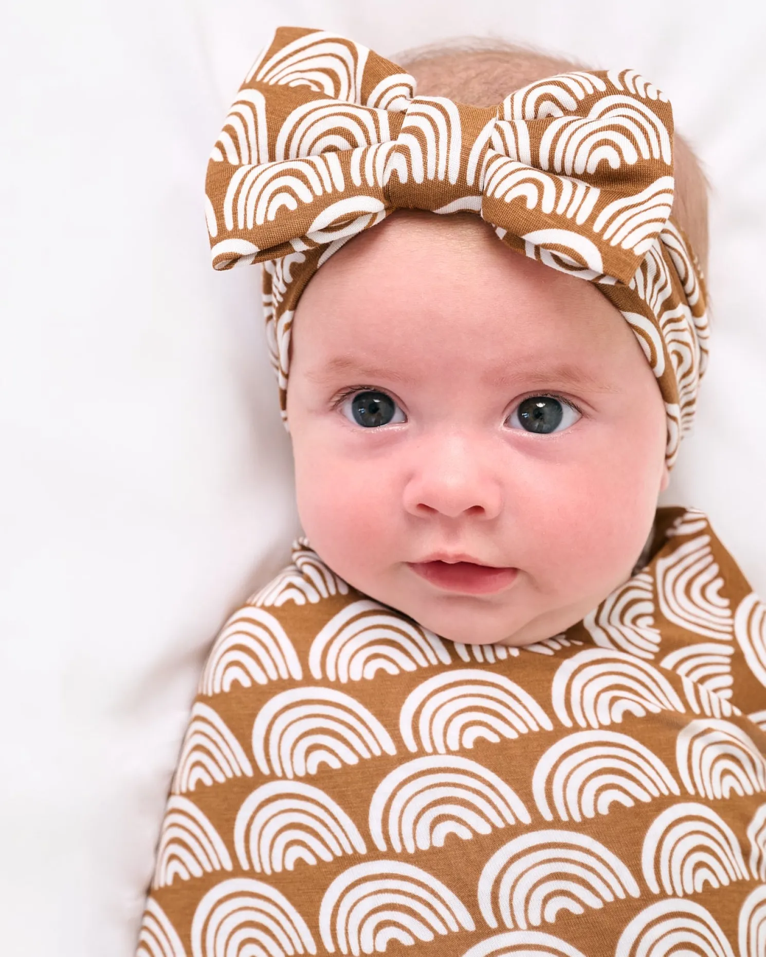 Rust Rainbows Swaddle & Luxe Bow Headband Set